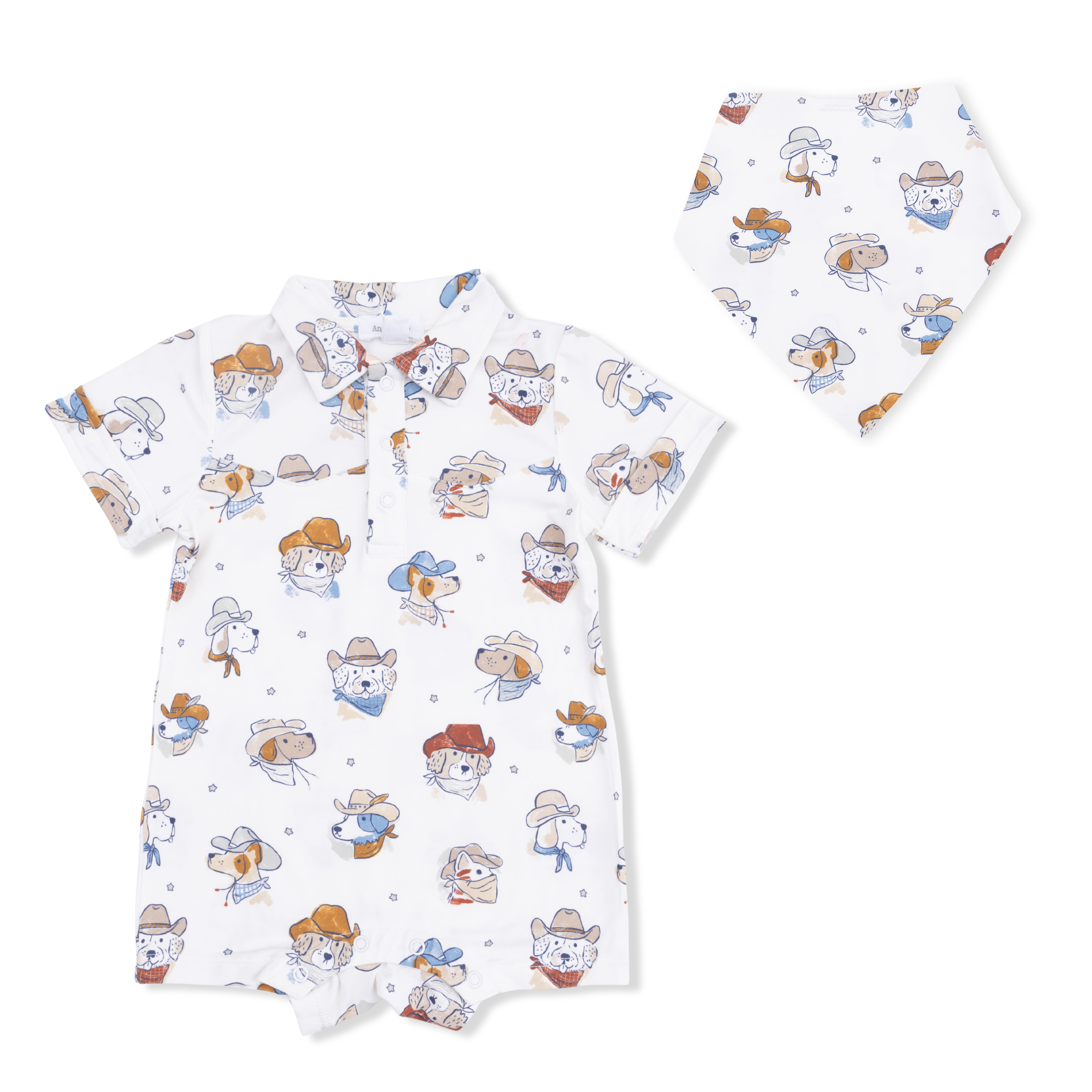 Cowdogs - Cowboy Shortie & Bandana Bib Set-Angel Dear