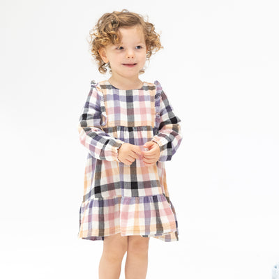 Ruffle Tiered Dress And Ribbed Legging - Harvest Plaid-Angel Dear