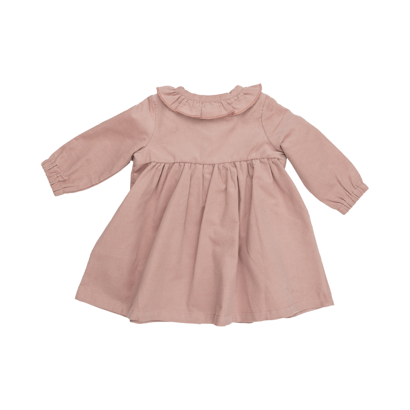 Ruffle Neck Dress - Solid Misty Rose-Angel Dear