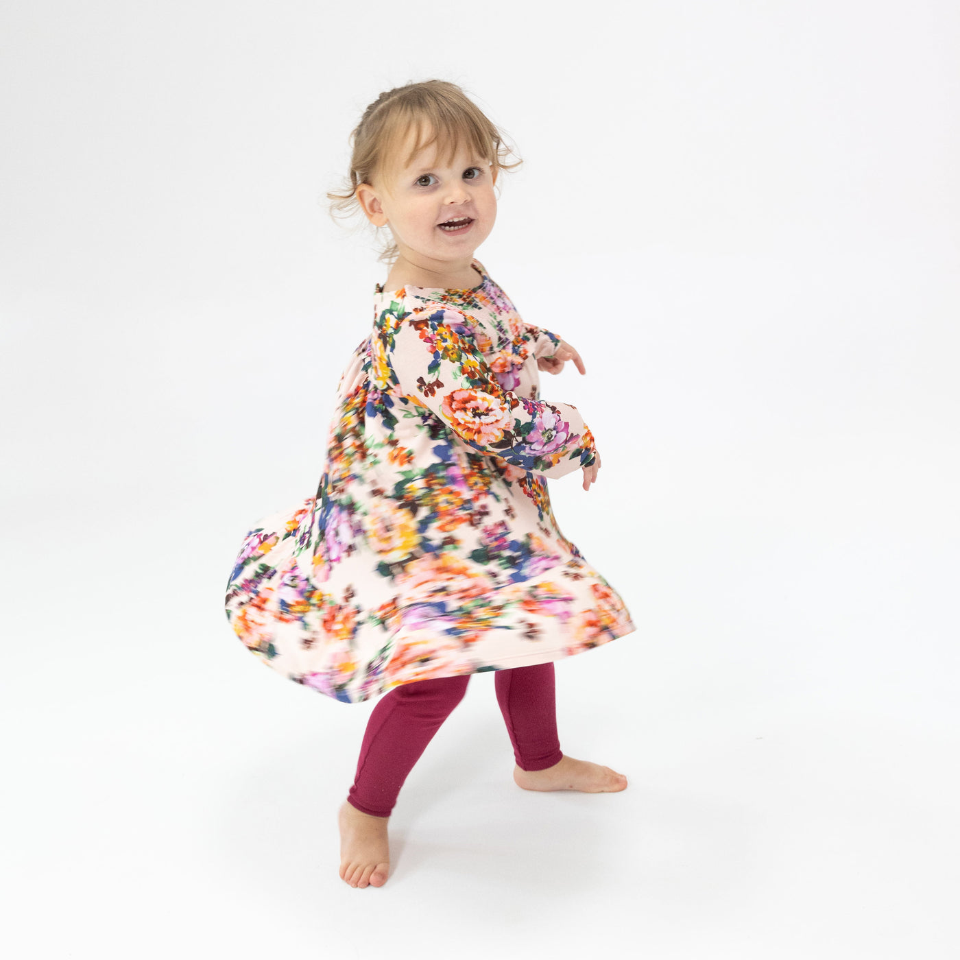 Smocked Ruffle Tiered Dress And Rib Legging - Autumn Rose-Angel Dear