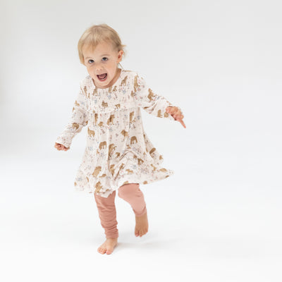 Smocked Ruffle Tiered Dress And Legging - Pretty Ponies-Angel Dear