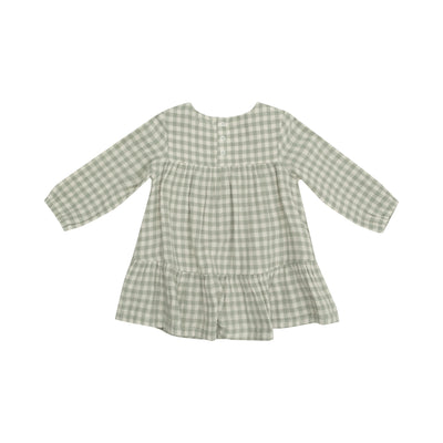 Smocked Ruffle Tiered Dress And Legging - Mini Green Gingham-Angel Dear