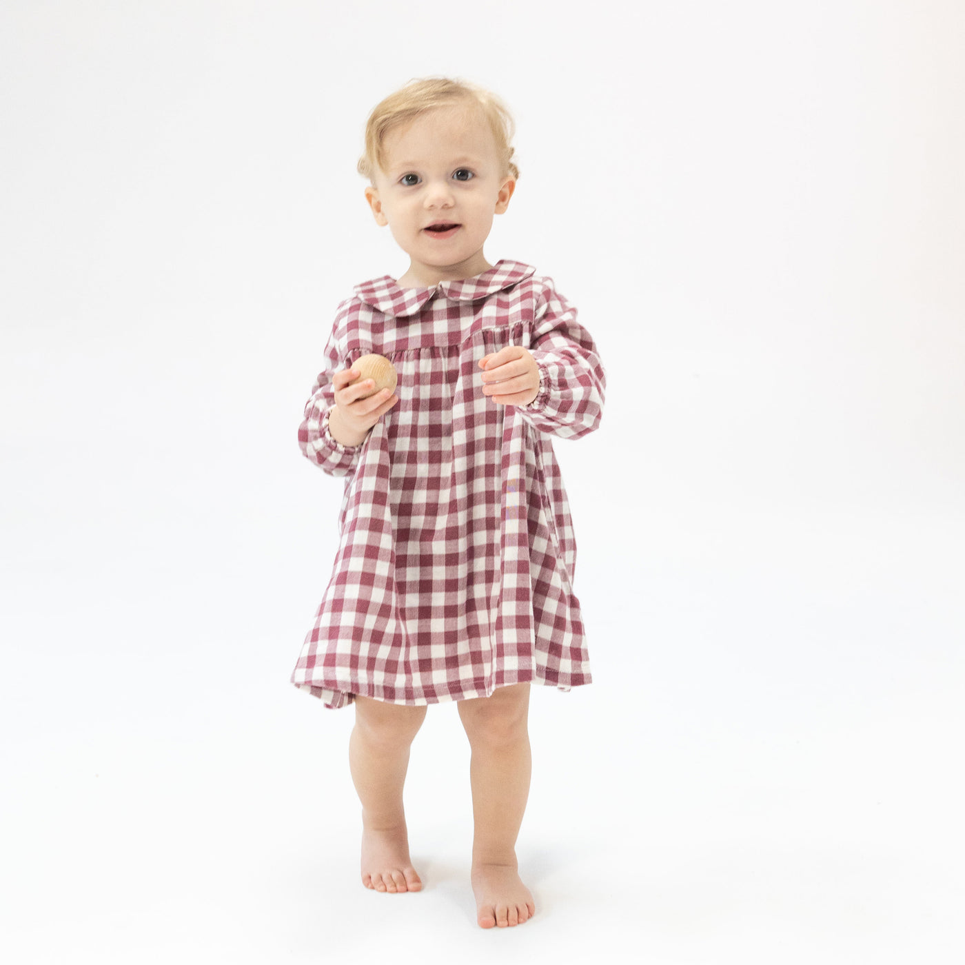 Peter Pan Collar Dress And Rib Legging - Gingham Plum-Angel Dear