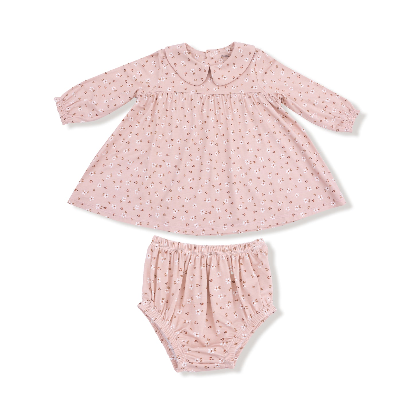 Long Sleeve Dress + Diaper Cover in our  Carrie Floral Pink print from Angel Dear