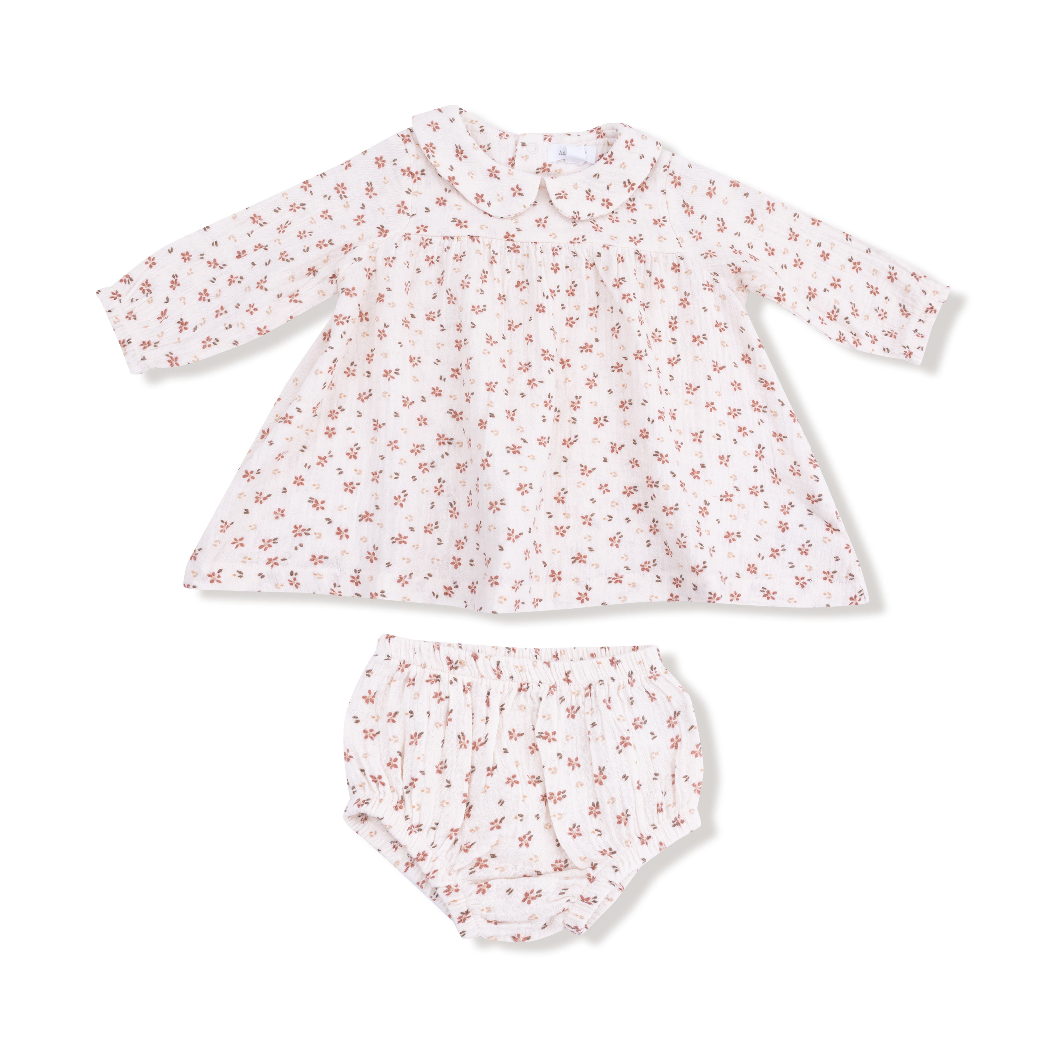 Long Sleeve Dress + Diaper Cover in our  Carrie Floral print from Angel Dear