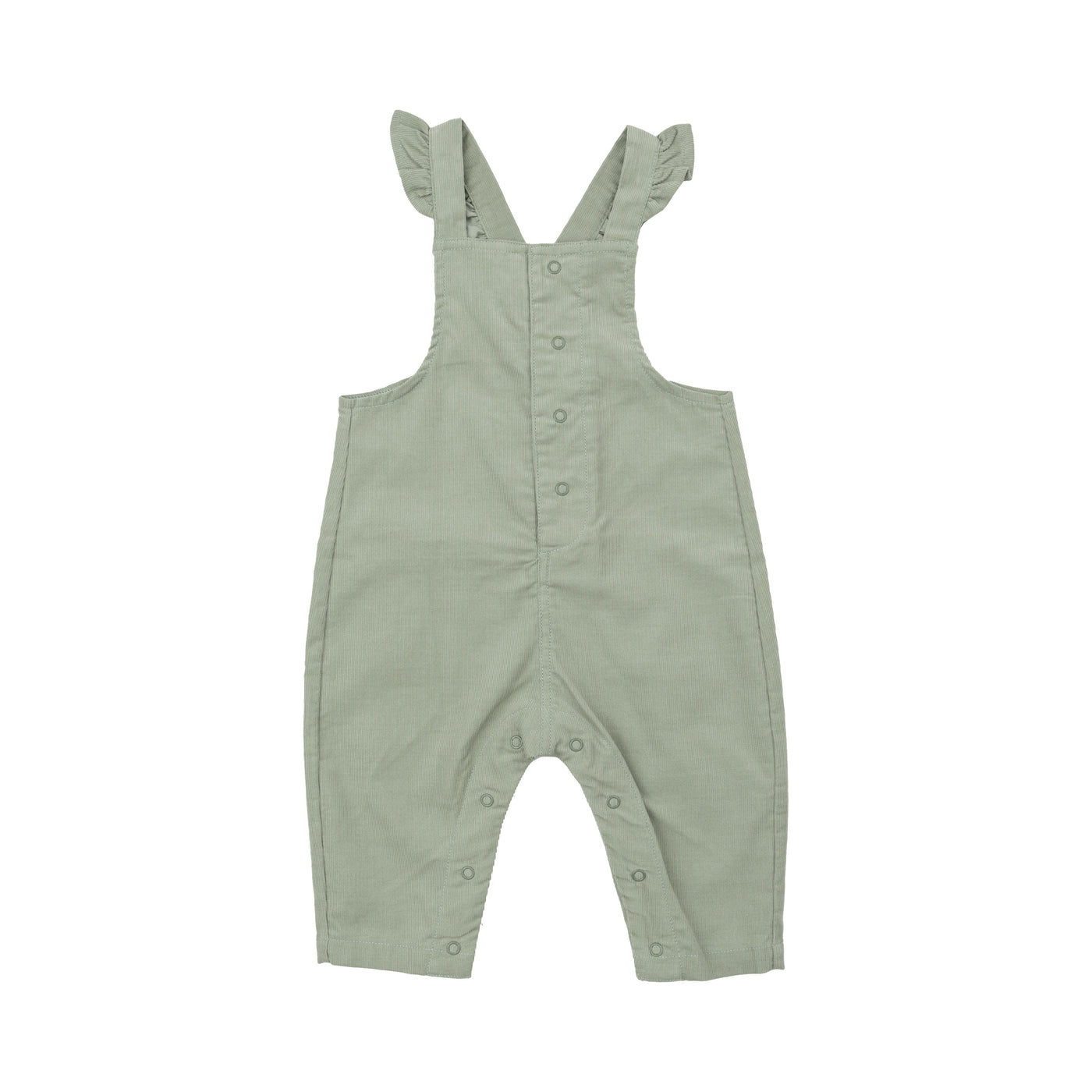 Front Snap Ruffle Overall  - Corduroy Desert Sage