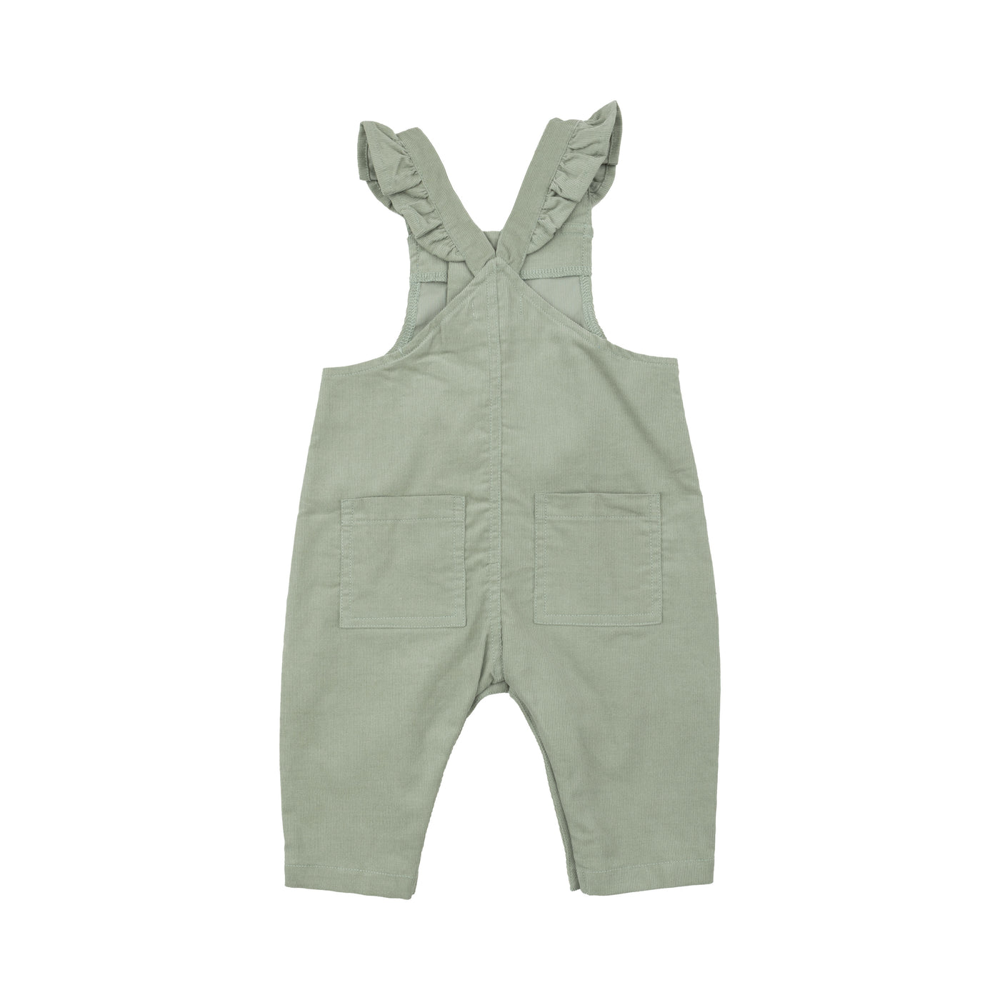 Front Snap Ruffle Overall  - Corduroy Desert Sage