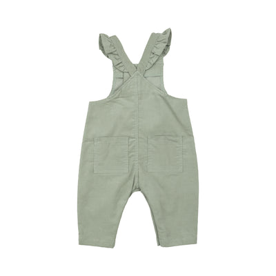 Front Snap Ruffle Overall  - Corduroy Desert Sage-Angel Dear