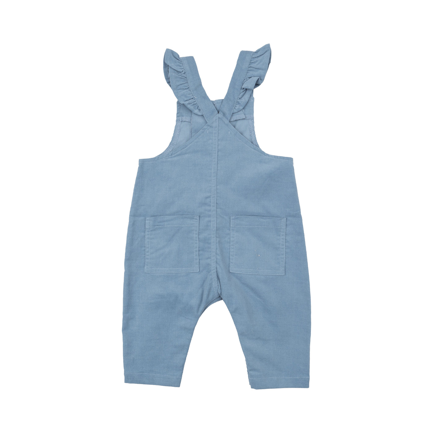 Front Snap Ruffle Overall  - Solid Glacier Lake-Angel Dear