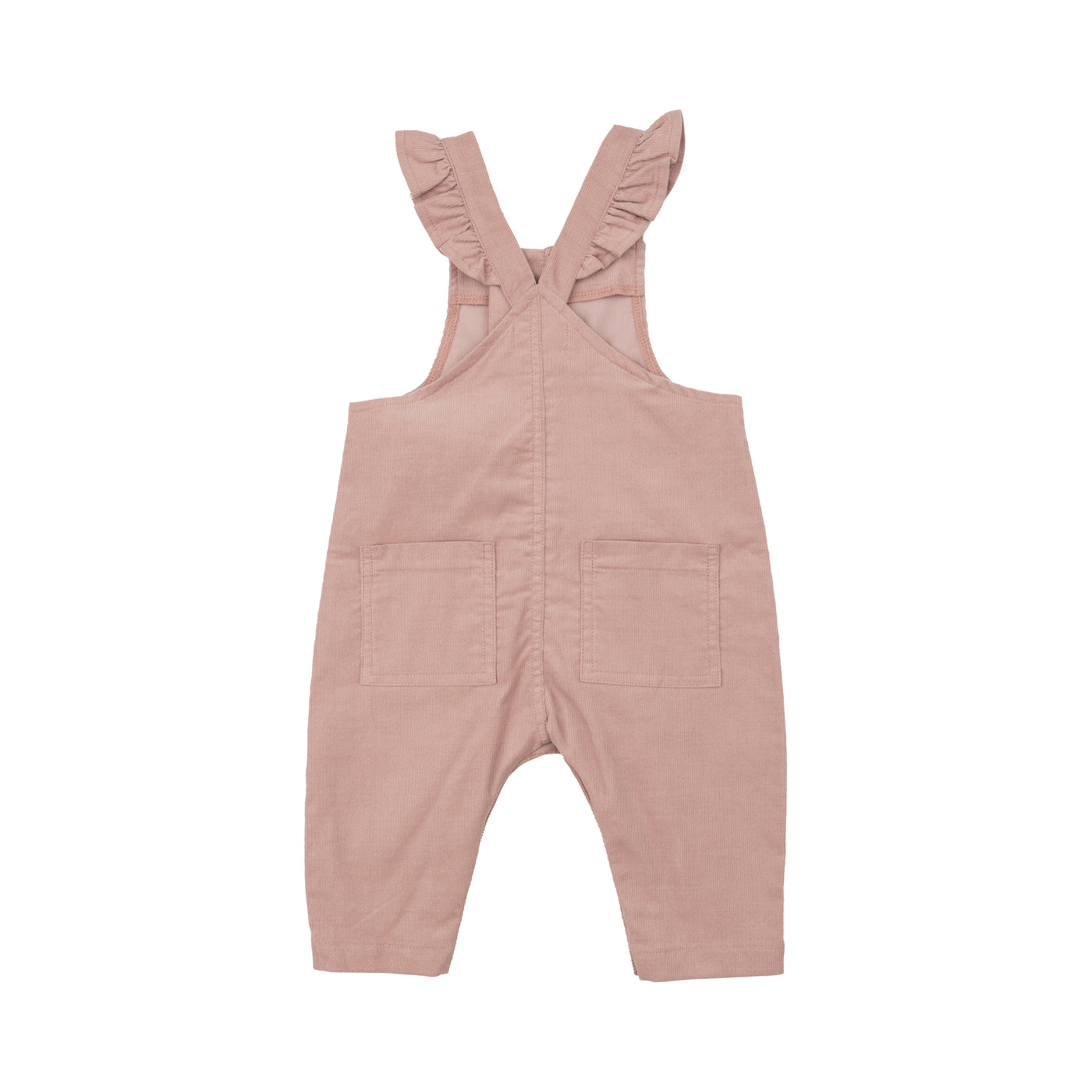 Front Snap Ruffle Overall  - Solid Misty Rose-Angel Dear