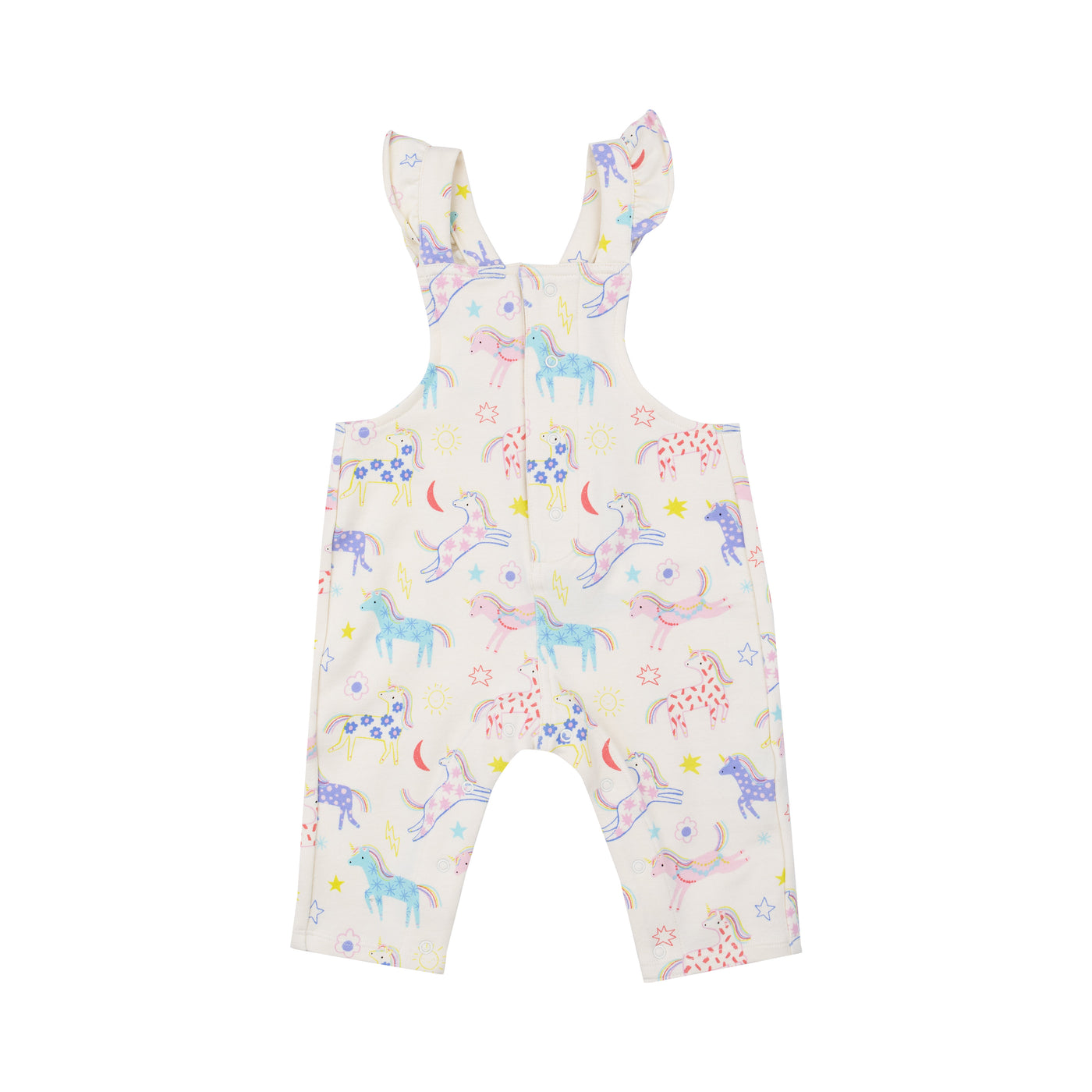 Front Placket Ruffle Overall - Fun Unicorns-Angel Dear