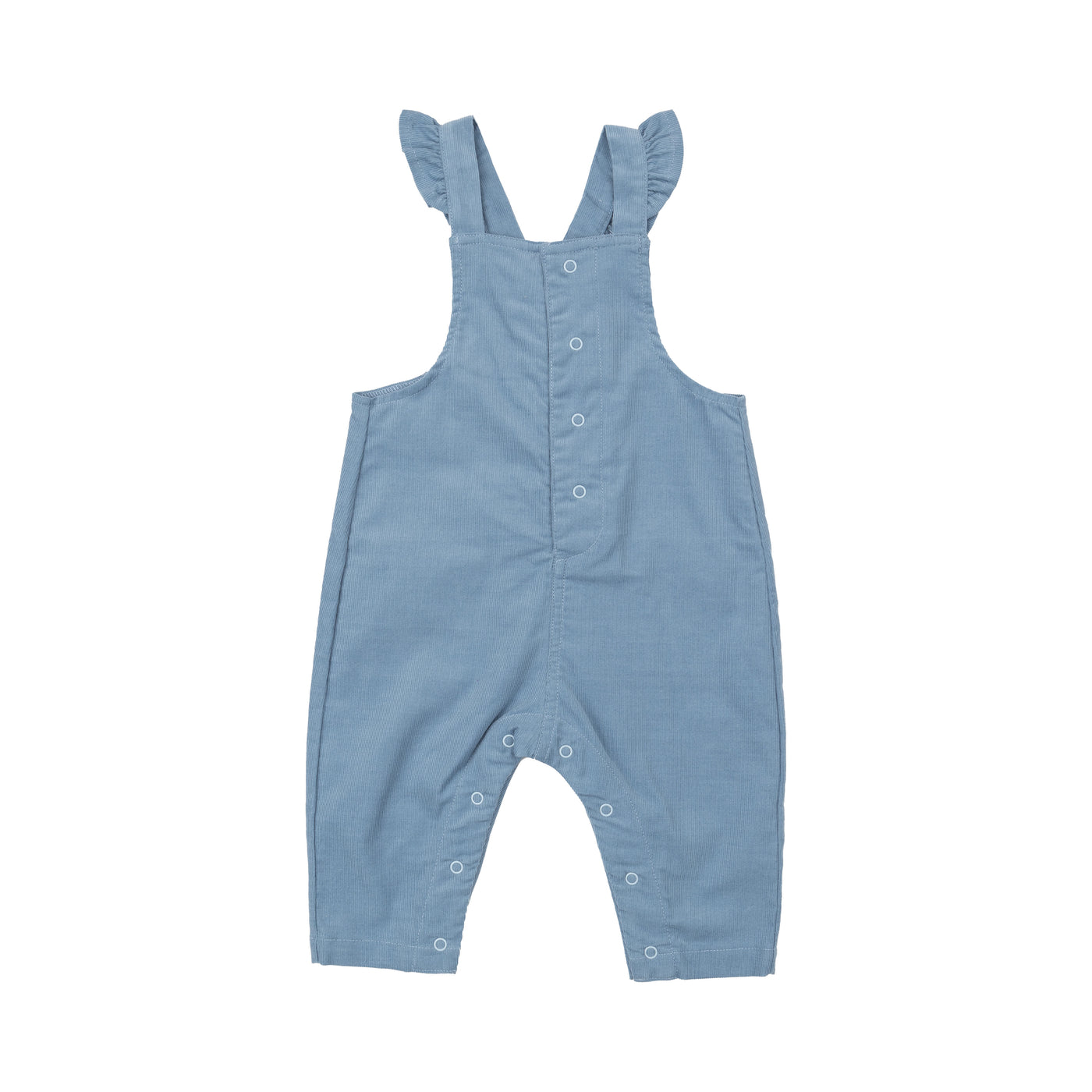 Front Snap Ruffle Overall  - Solid Glacier Lake-Angel Dear