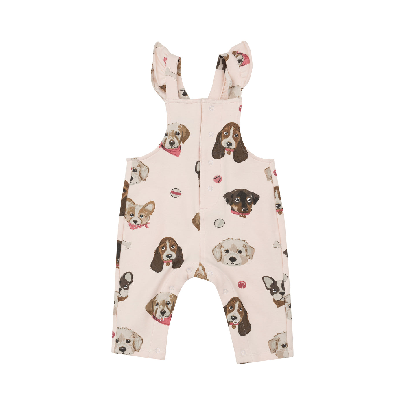 Front Pocket Ruffle Overall - Pretty Puppy Faces-Angel Dear