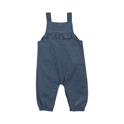 Yoke Ruffle Overall - Solid Navy-Angel Dear