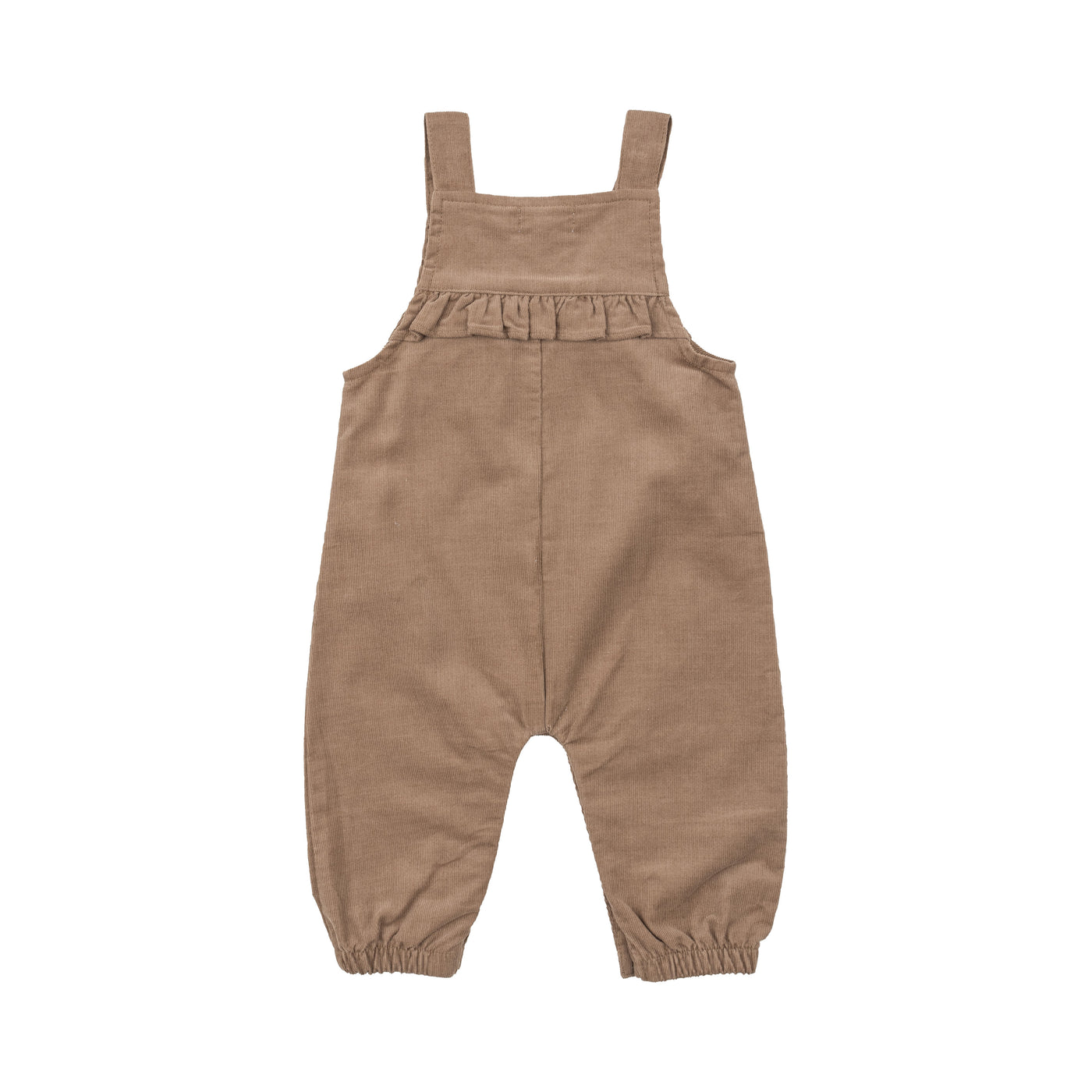 Yoke Ruffle Overall - Solid Cinnamon Swirl-Angel Dear