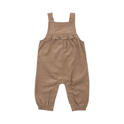 Yoke Ruffle Overall - Solid Cinnamon Swirl-Angel Dear