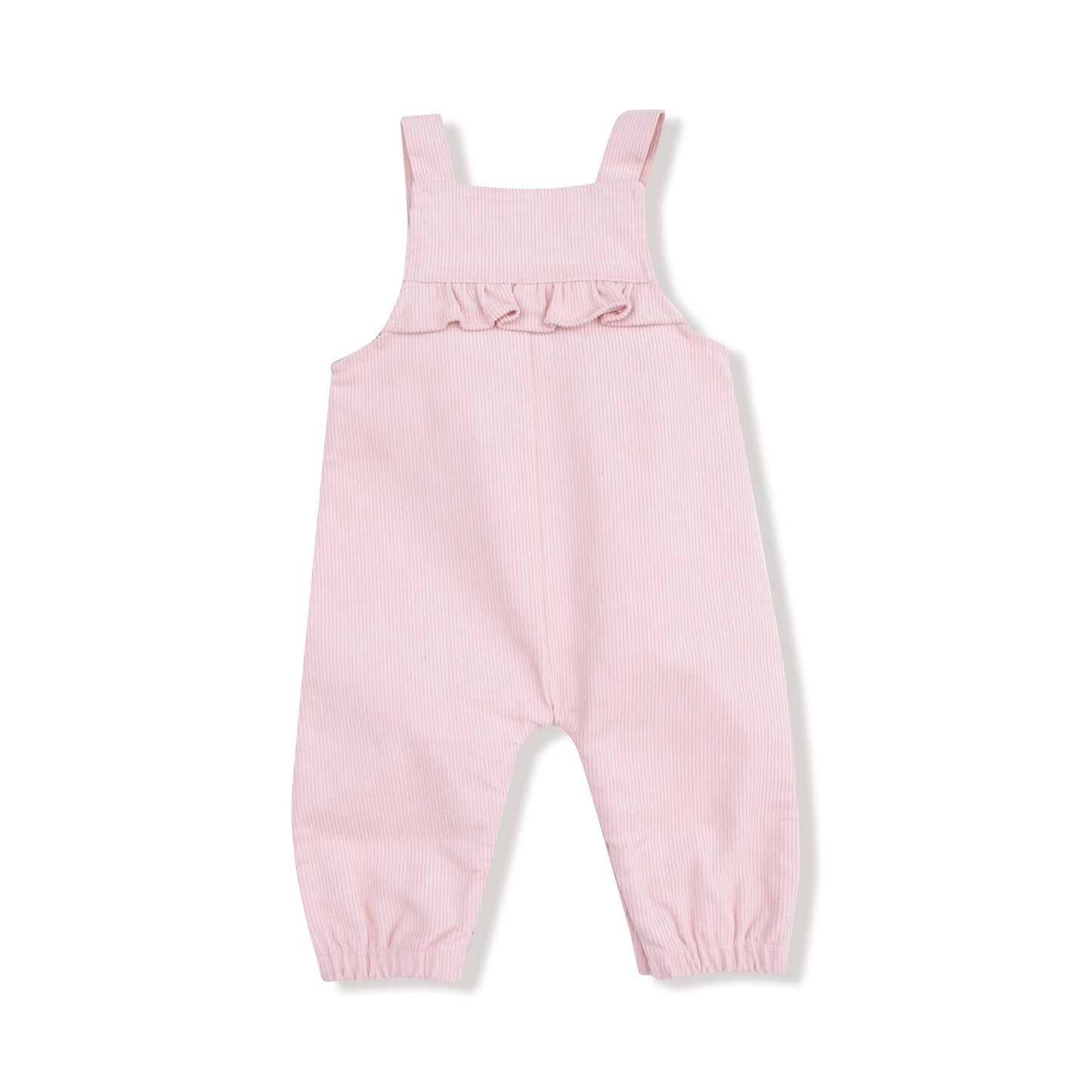 Yoke Ruffle Overall in our Veiled Pink print from Angel Dear