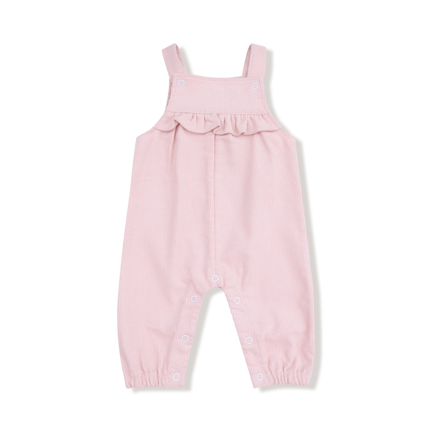 Yoke Ruffle Overall in our Veiled Pink print from Angel Dear