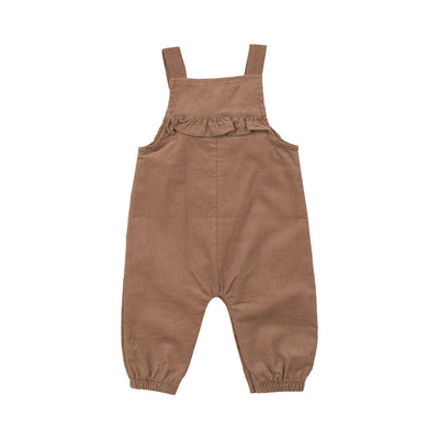 Yoke Ruffle Overall - Mocha-Angel Dear