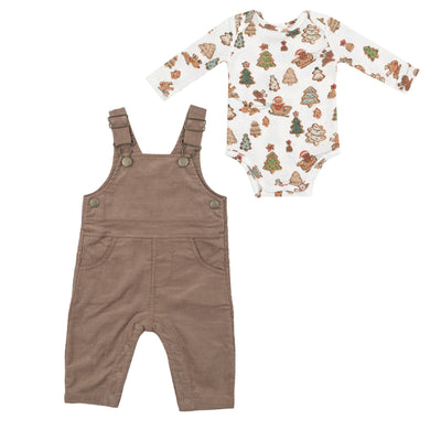 Classic Overall - Solid Sinopia Fresco-Gingerbread-Sleigh-Ride-Bodysuit-Angel Dear