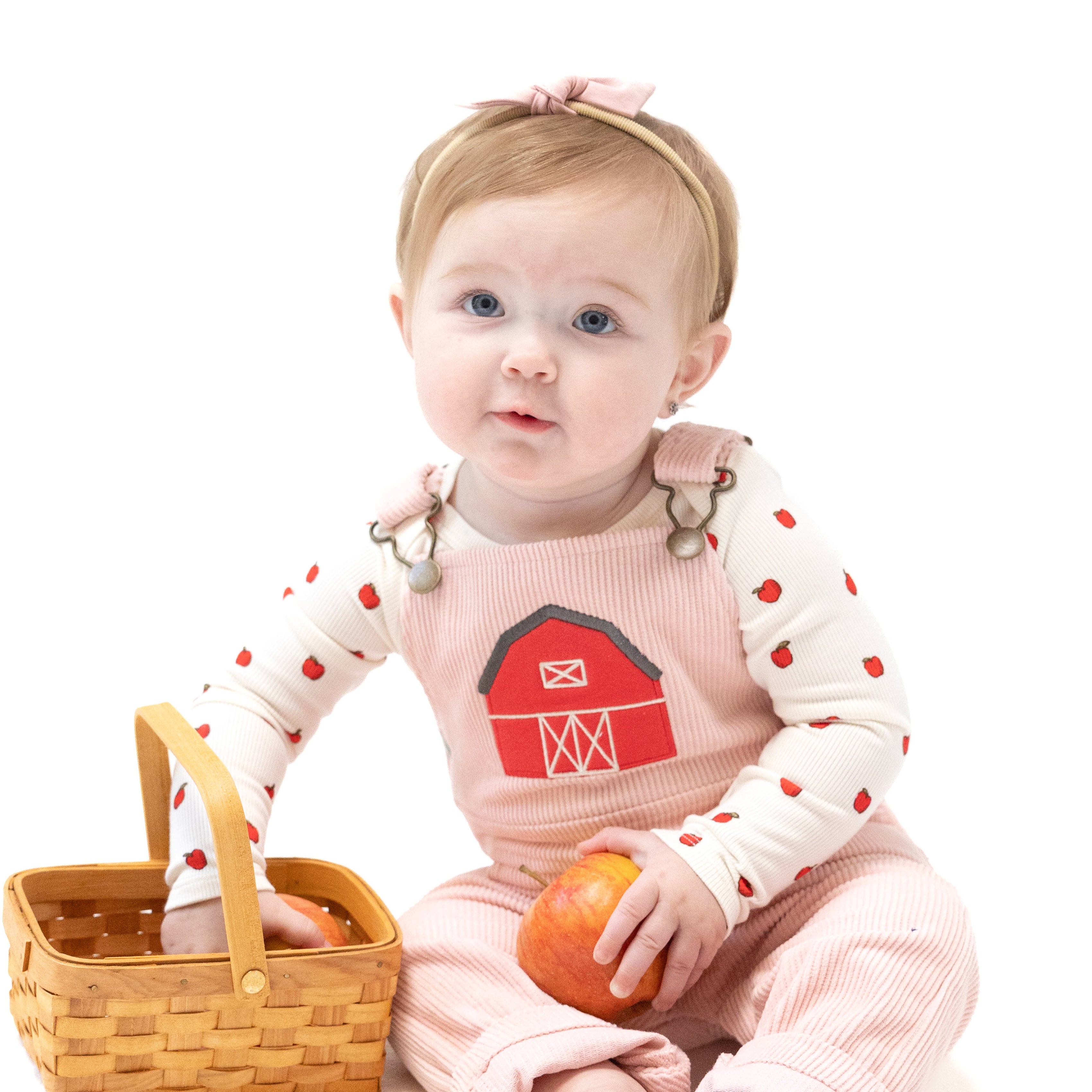 Lap Shoulder Bodysuit in our  Tiny Apples print from Angel Dear