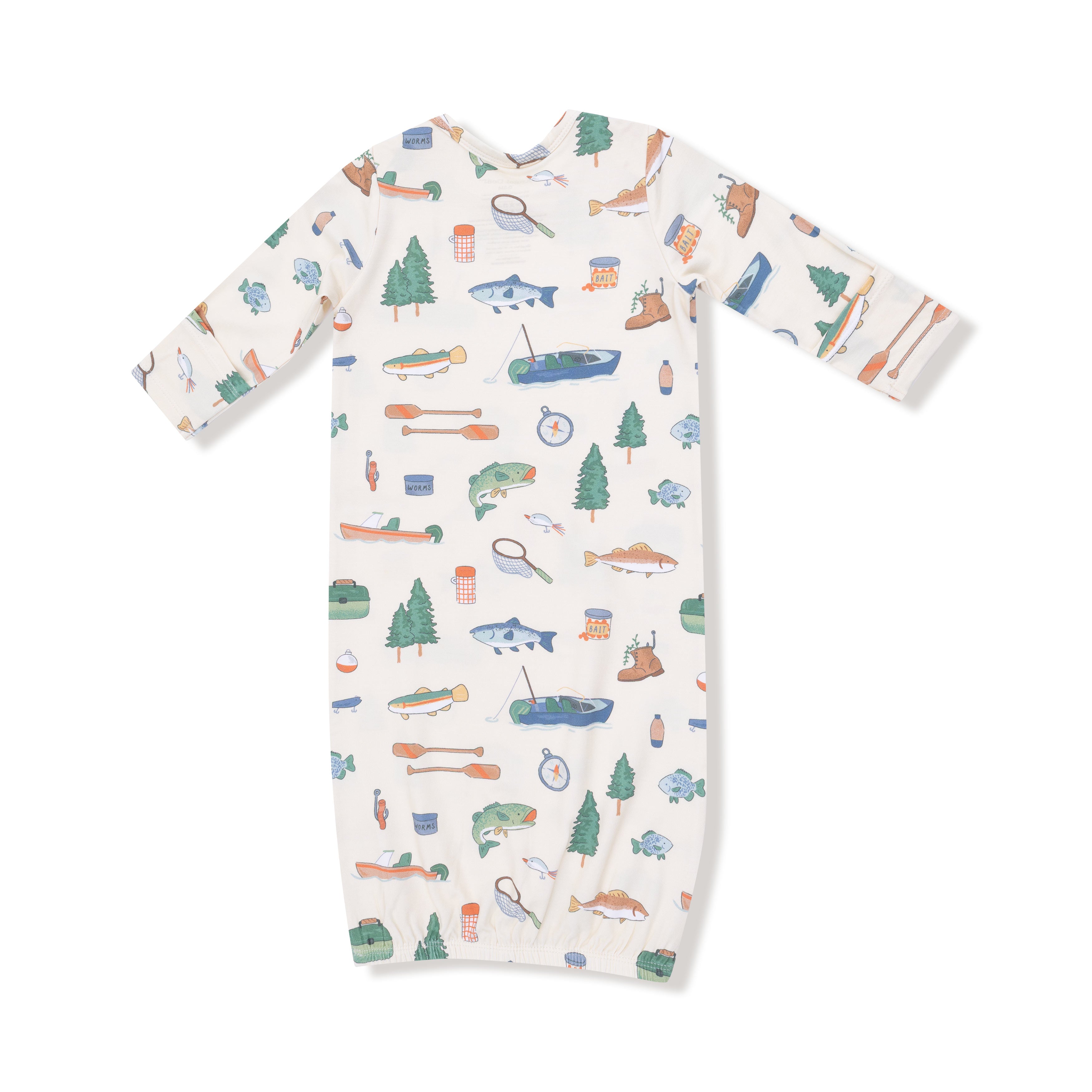Lap Shoulder Gown in our  Fishing Things print from Angel Dear