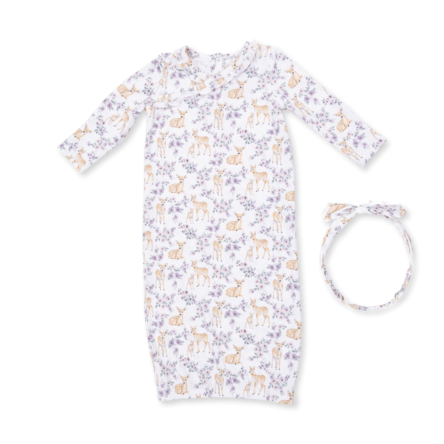 Floral Deer - Kimono Gown and Knot Headband