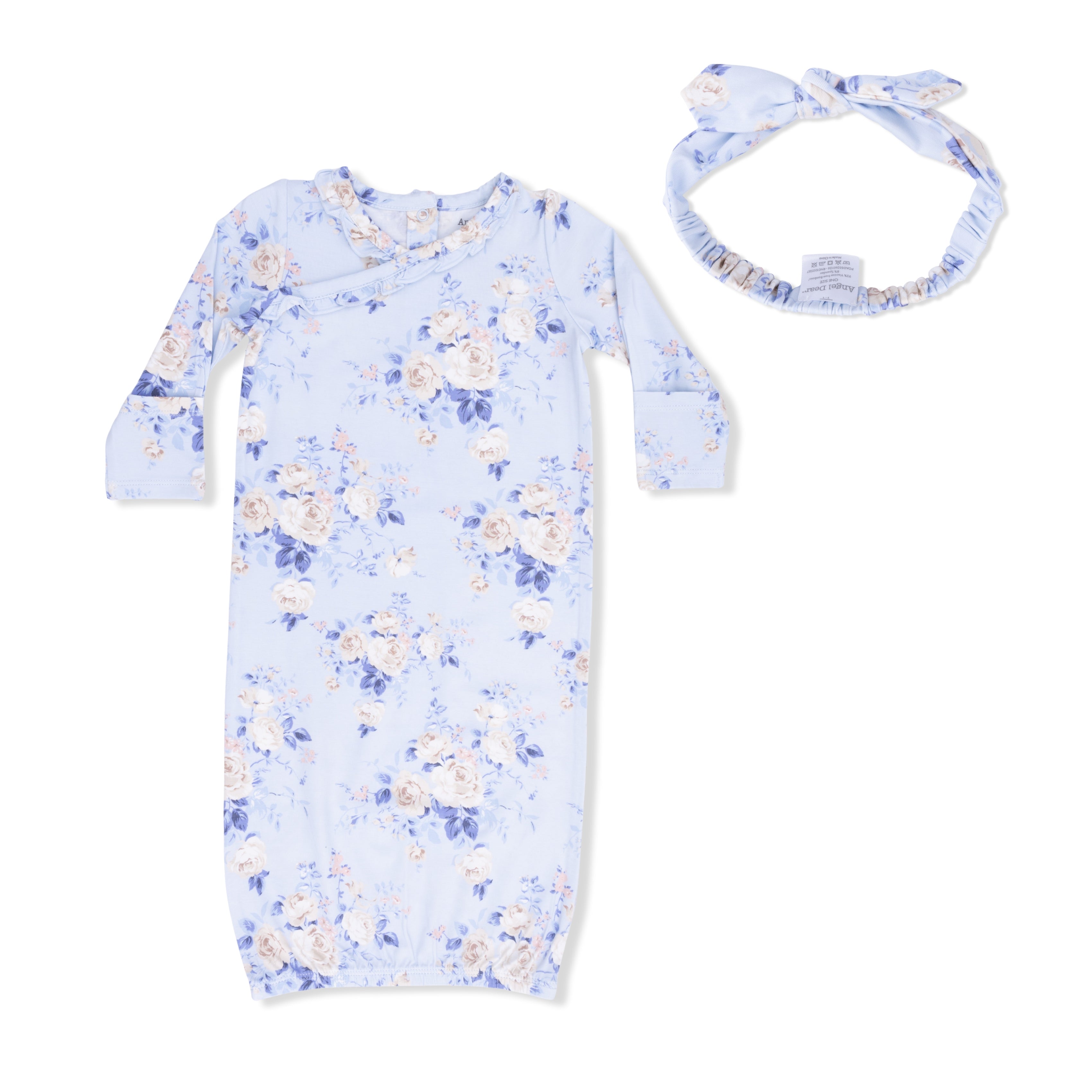 Ashley Rose Floral - Kimono Gown & Knot Headband-Angel Dear