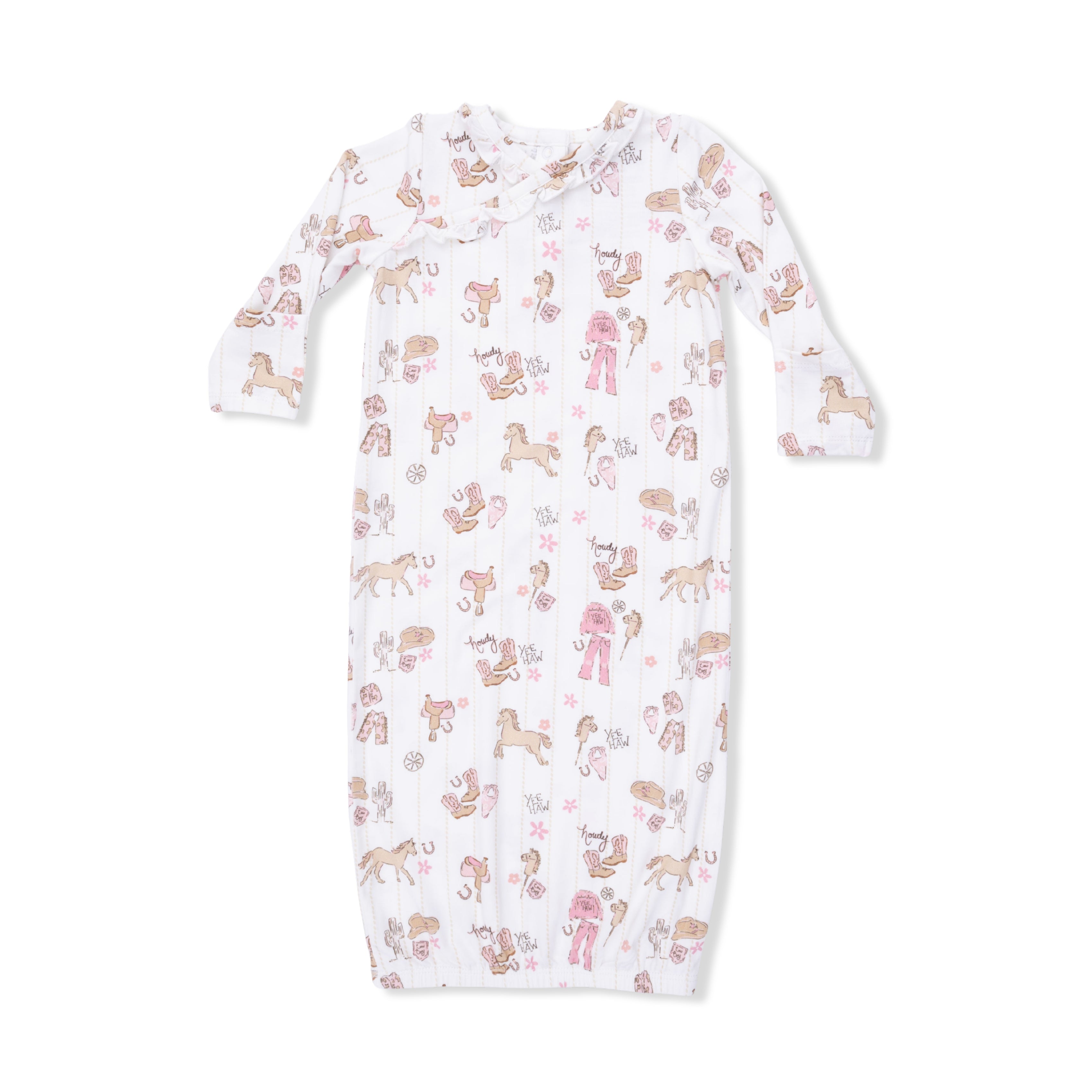 Cowgirl Nursery - Kimono Gown & Ruffle Knotted Hat-Angel Dear