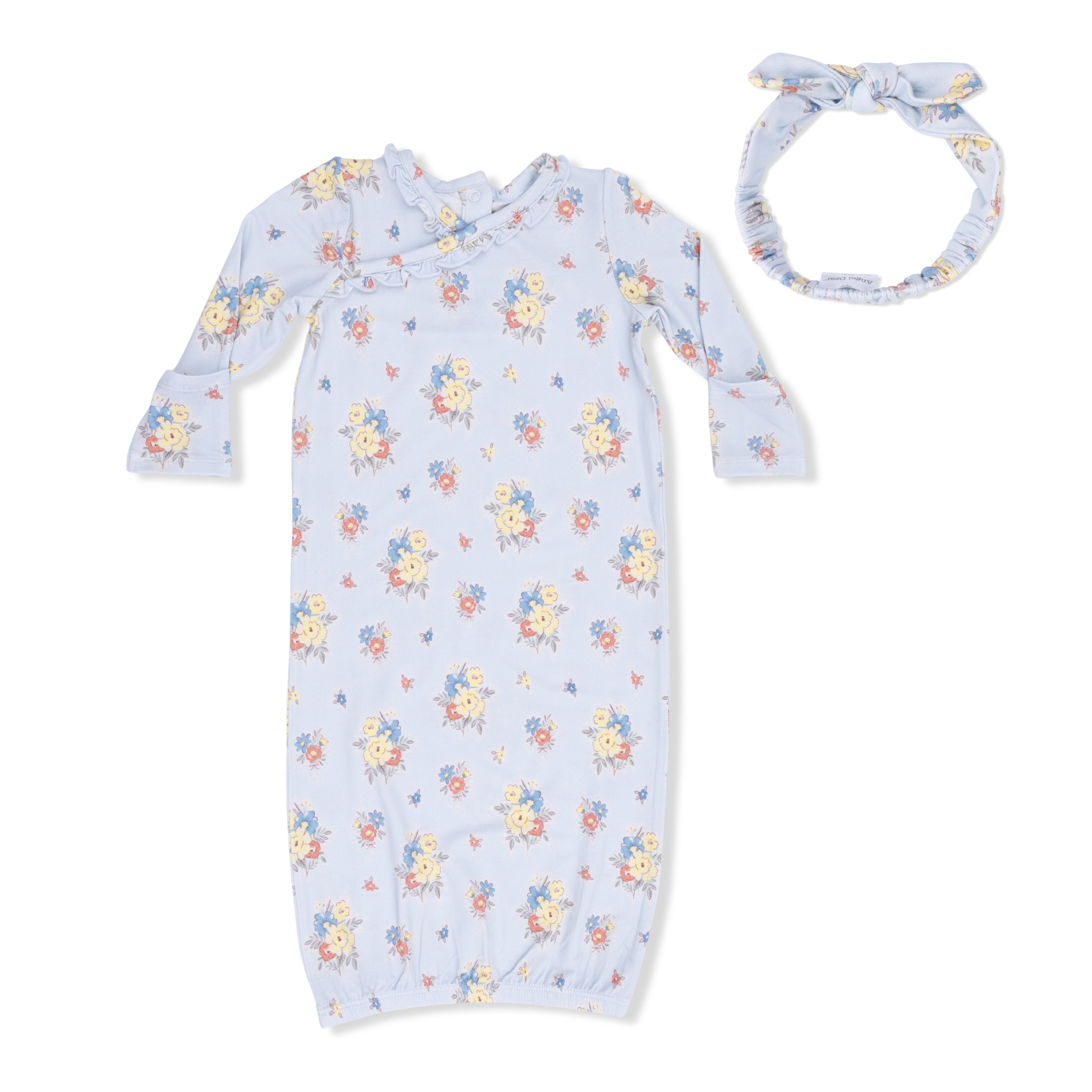 Country Stitch Floral  - Kimono Gown & Knot Headband-Angel Dear