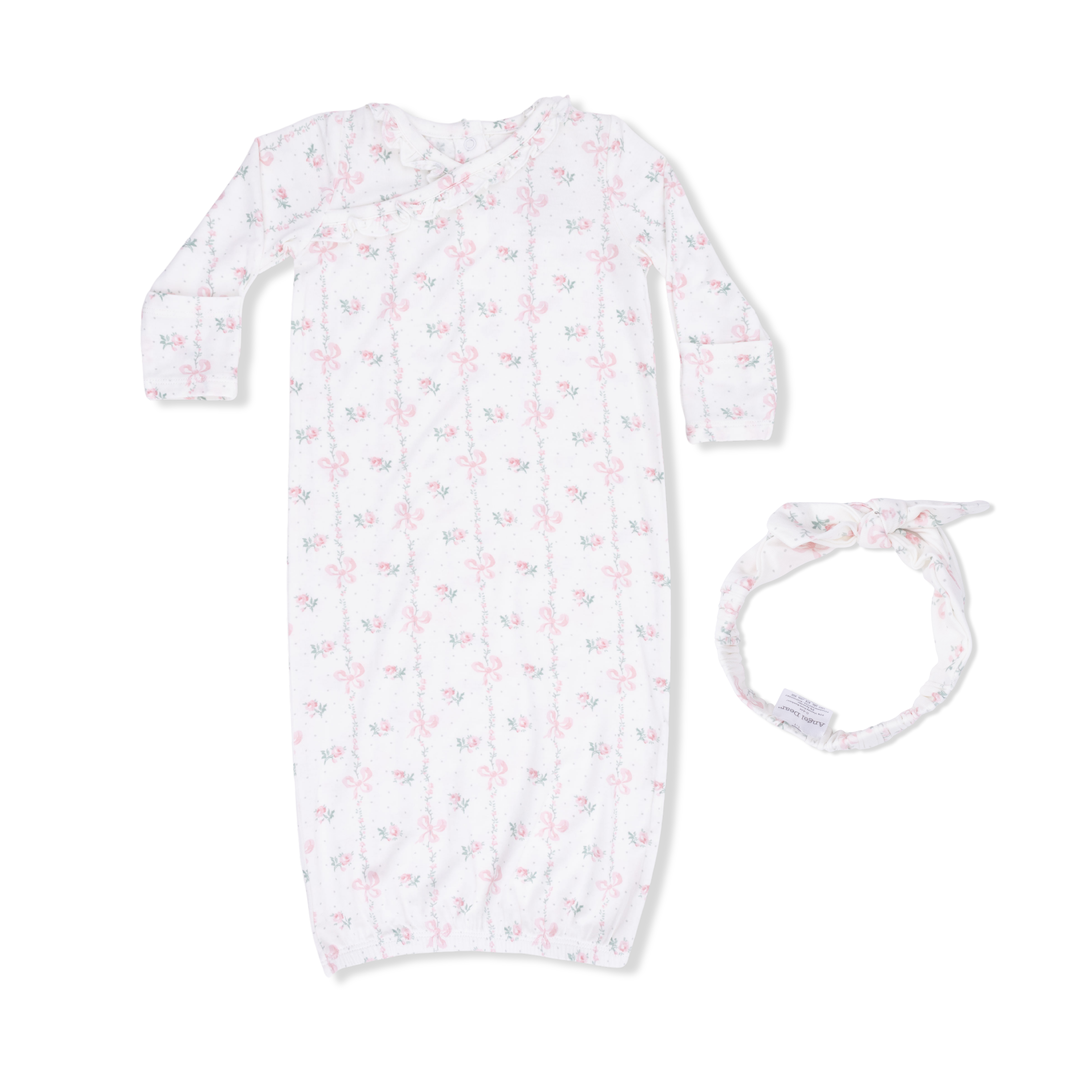 Dainty Buds and Bows - Kimono Gown & Knot Headband-Angel Dear