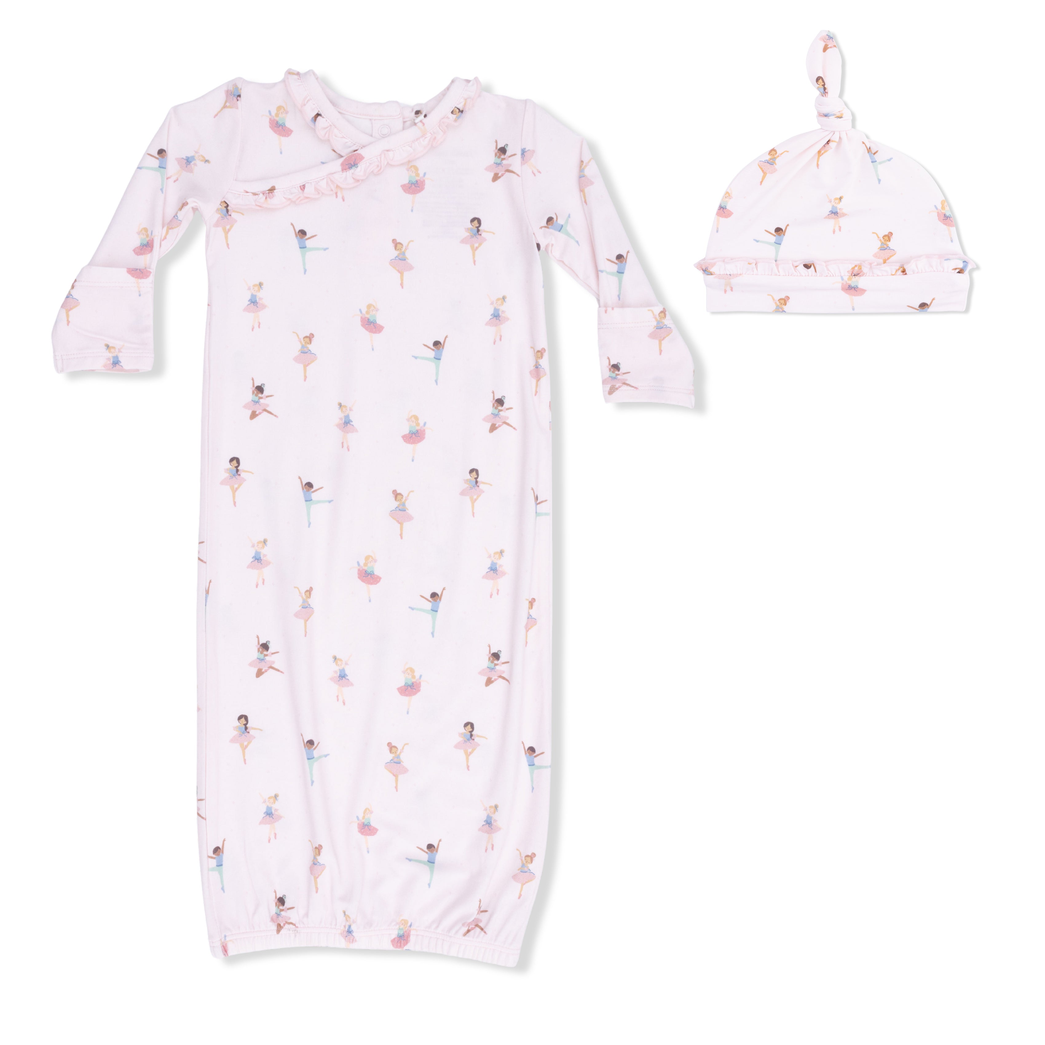 Petite Ballet  - Kimono Gown & Ruffle Knotted Hat-Angel Dear