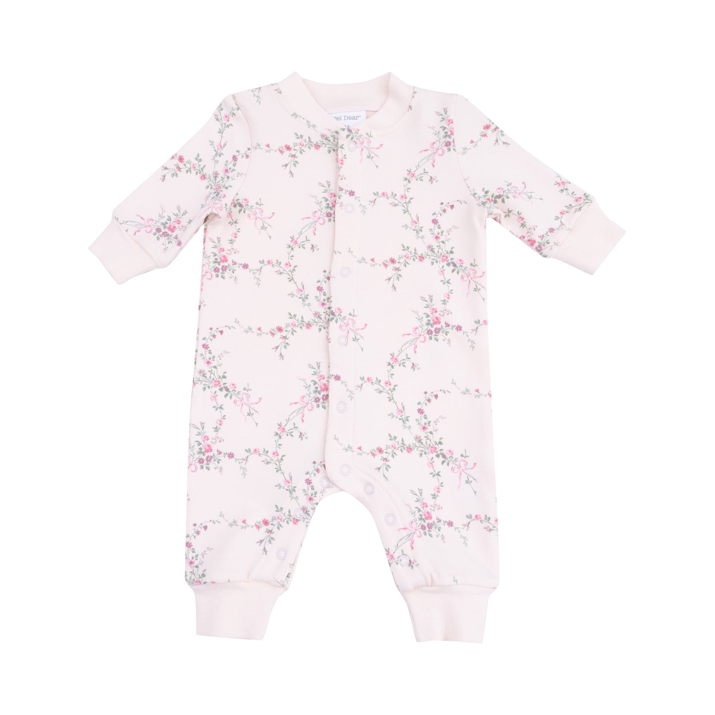 Baseball Collar Romper with Front Placket in our  Antoinette Floral print from Angel Dear