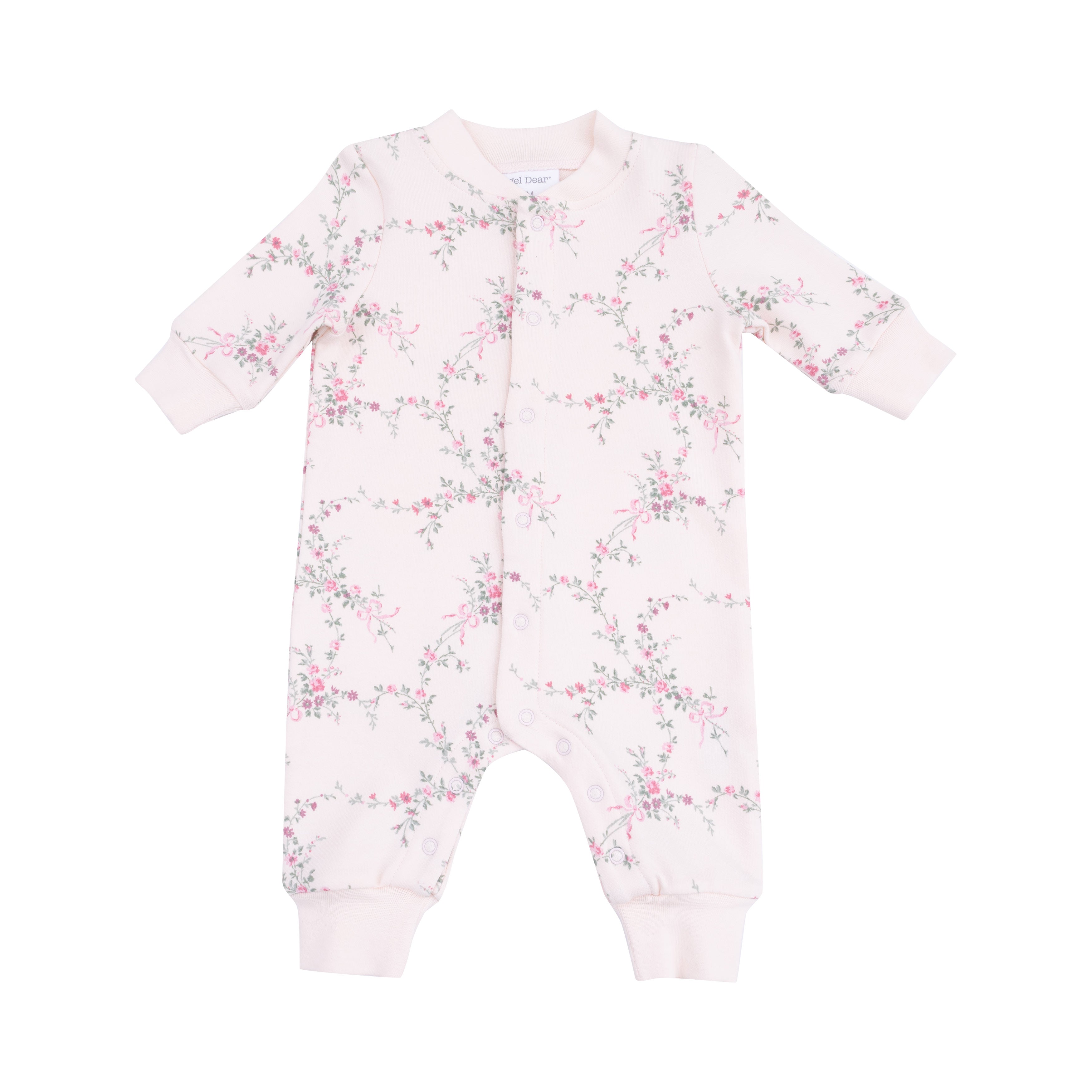Baseball Collar Romper with Front Placket in our  Antoinette Floral print from Angel Dear