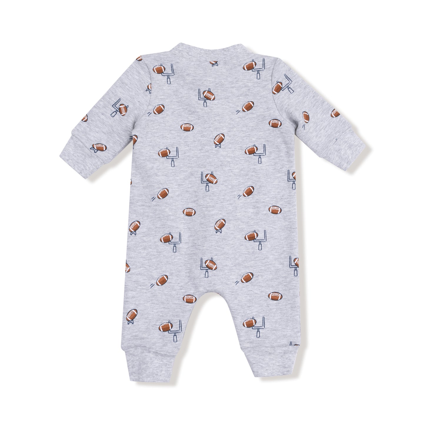 Baseball Collar Romper with Front Placket in our  Football Field Goal print from Angel Dear