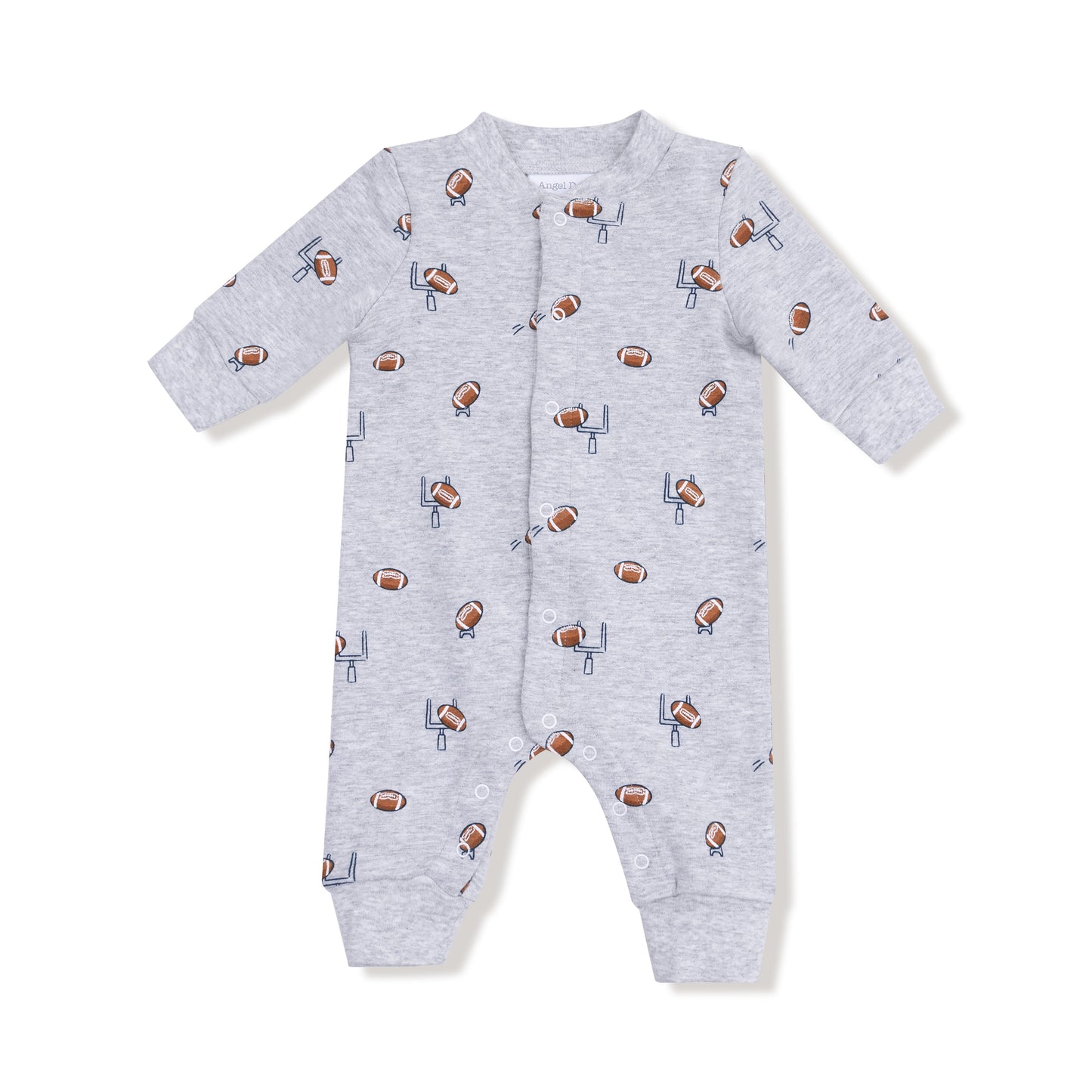 Baseball Collar Romper with Front Placket in our  Football Field Goal print from Angel Dear