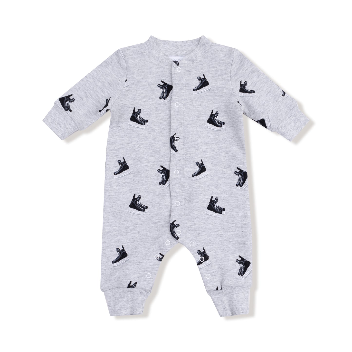 Baseball Collar Romper with Front Placket in our Hockey print from Angel Dear