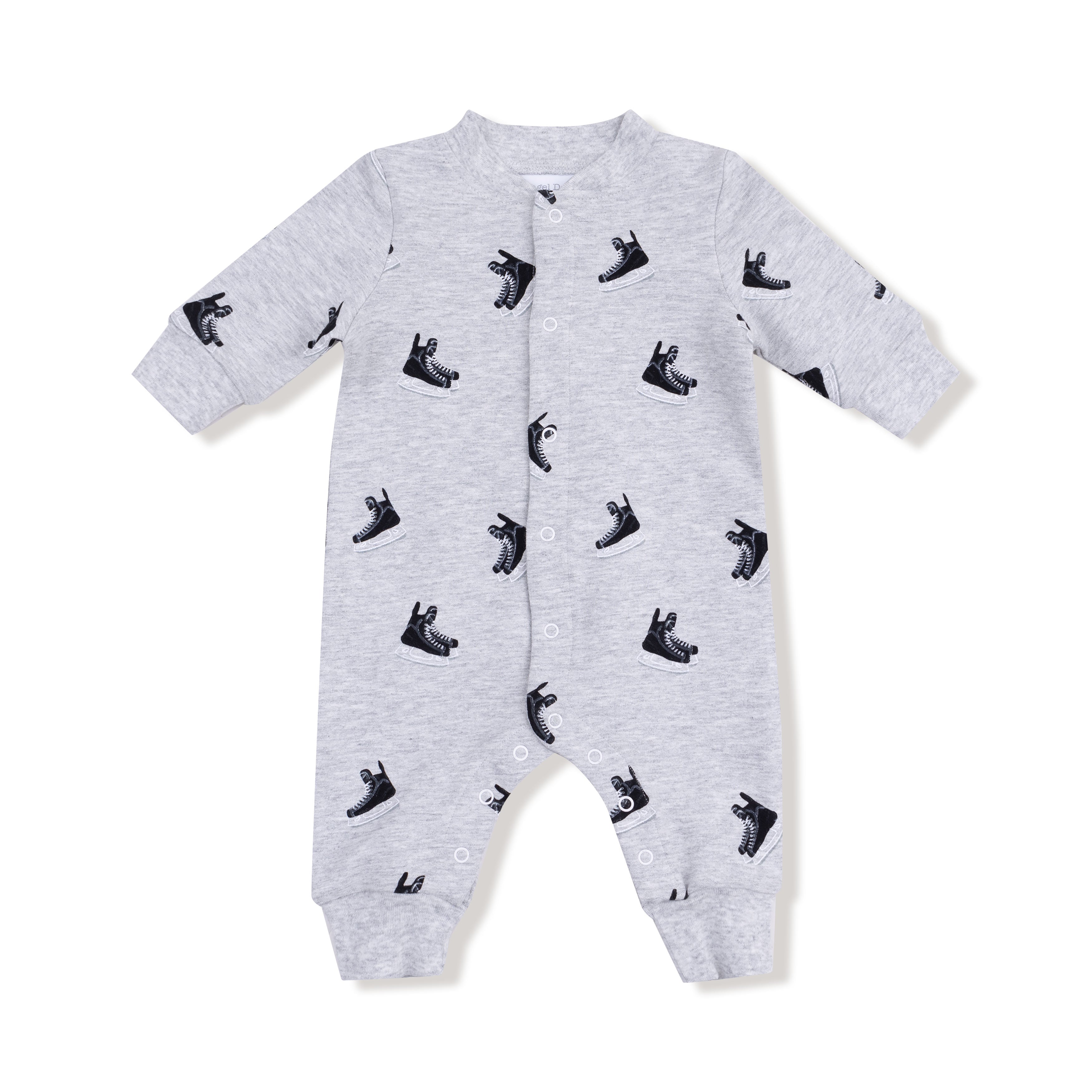 Baseball Collar Romper with Front Placket in our Hockey print from Angel Dear