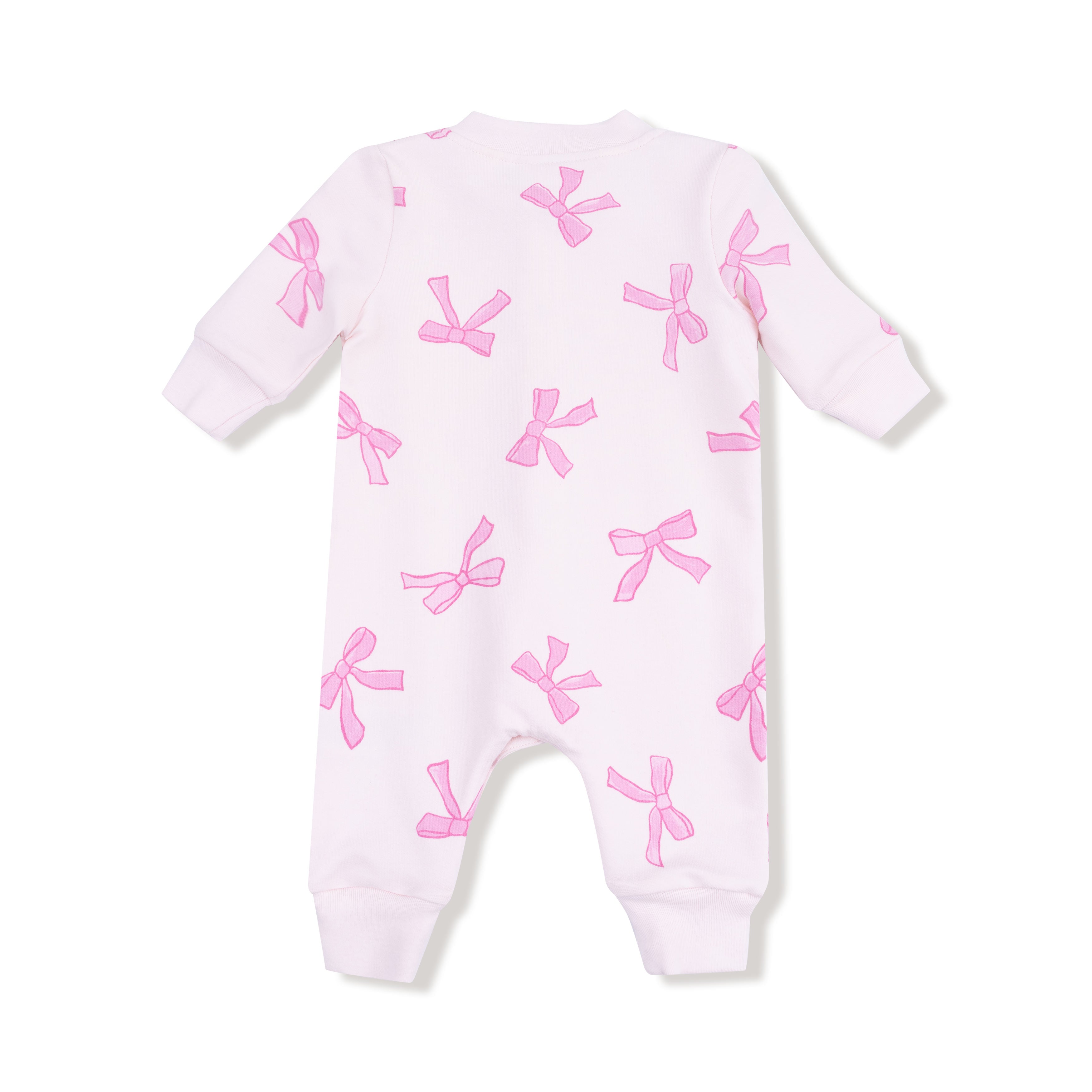 Baseball Collar Romper with Front Placket in our Pretty Bows print from Angel Dear