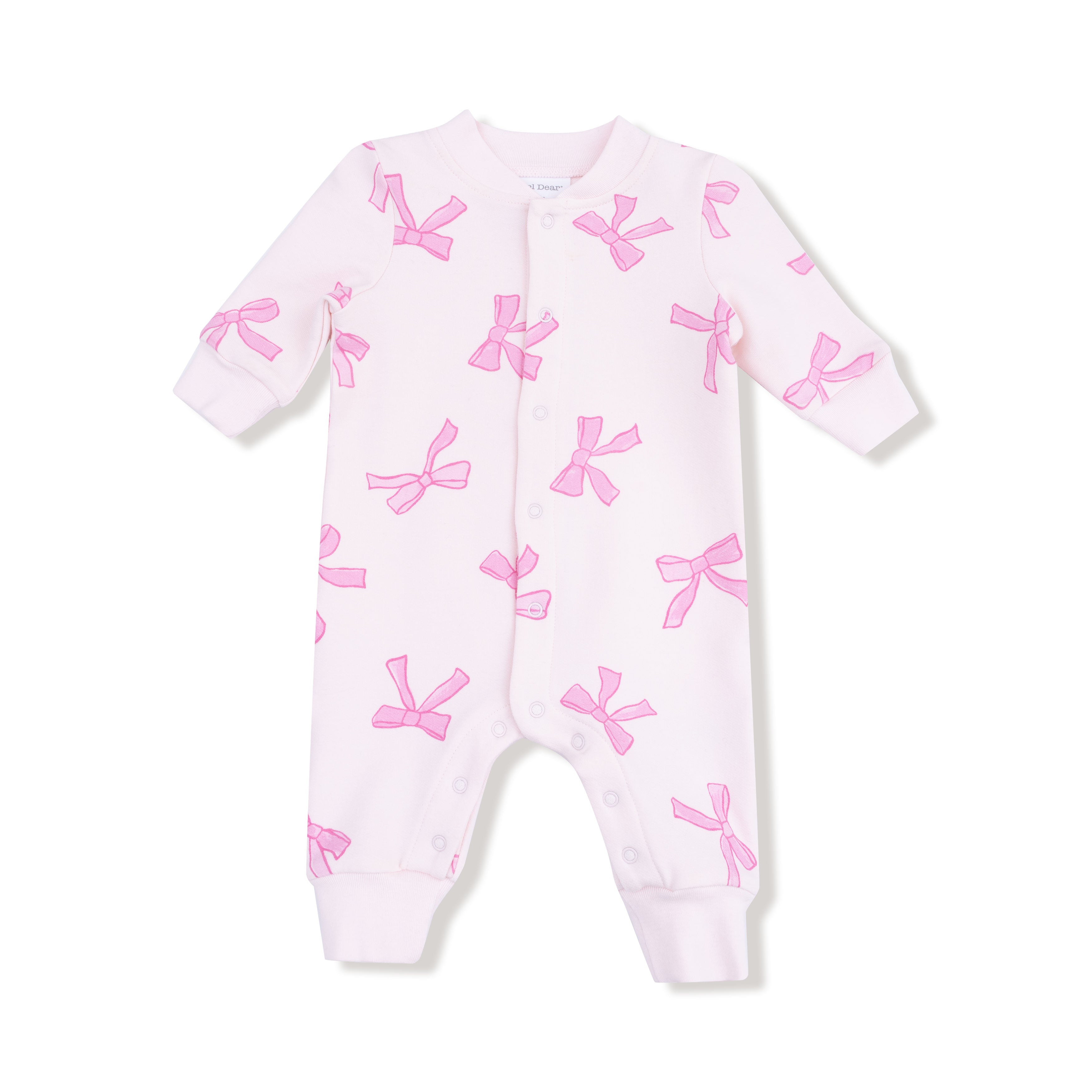 Baseball Collar Romper with Front Placket in our Pretty Bows print from Angel Dear