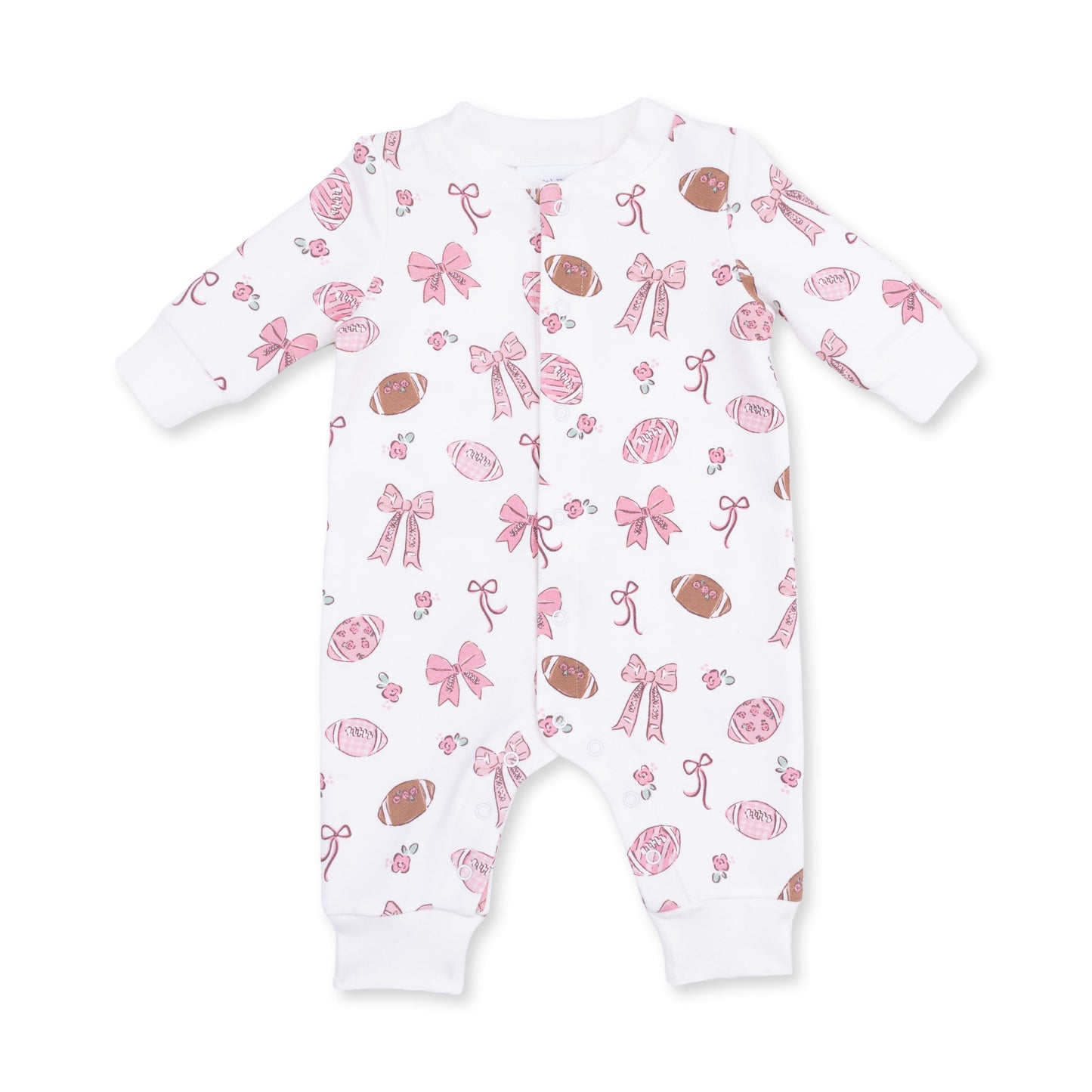 Footballs and Bows - Baseball Collar Button Up Romper
