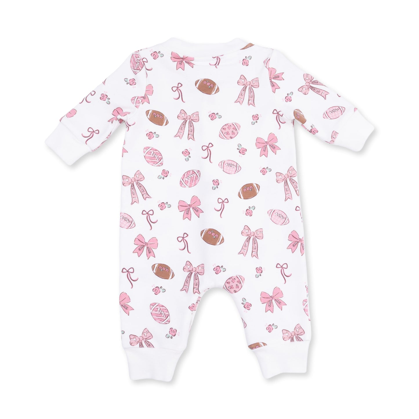 Footballs and Bows - Baseball Collar Button Up Romper