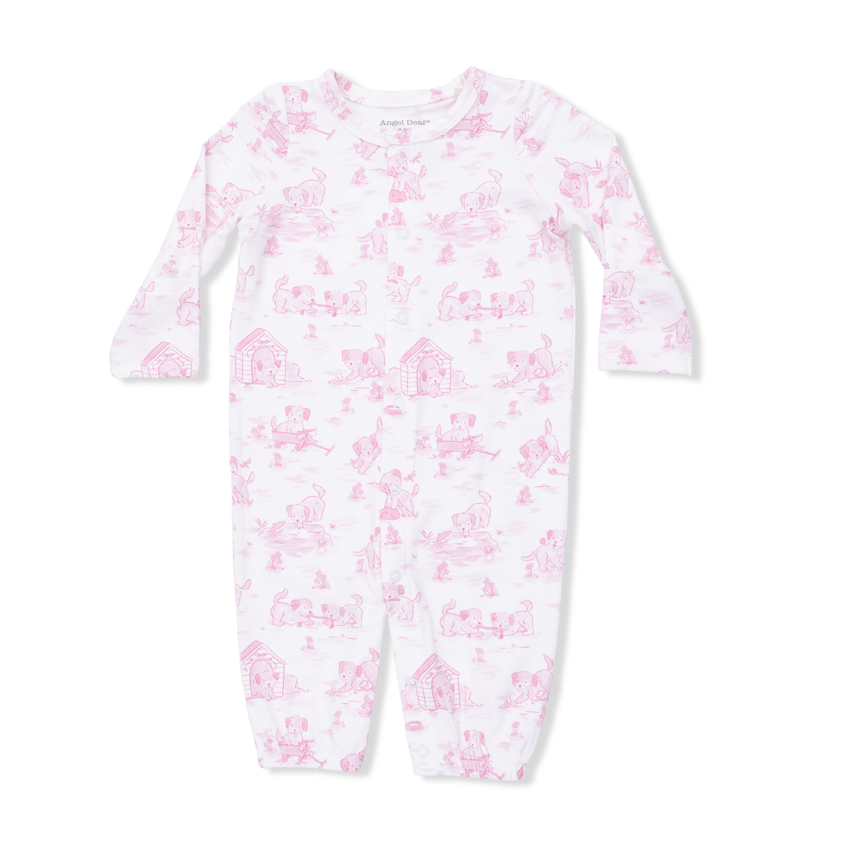 Puppy Toile Pink - Convertible Gown-Angel Dear
