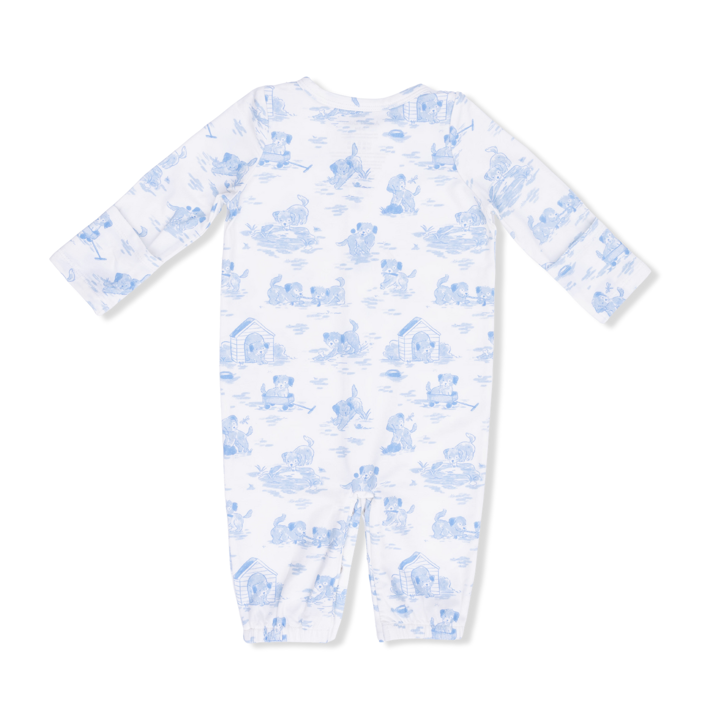 Puppy Toile Blue - Convertible Gown-Angel Dear