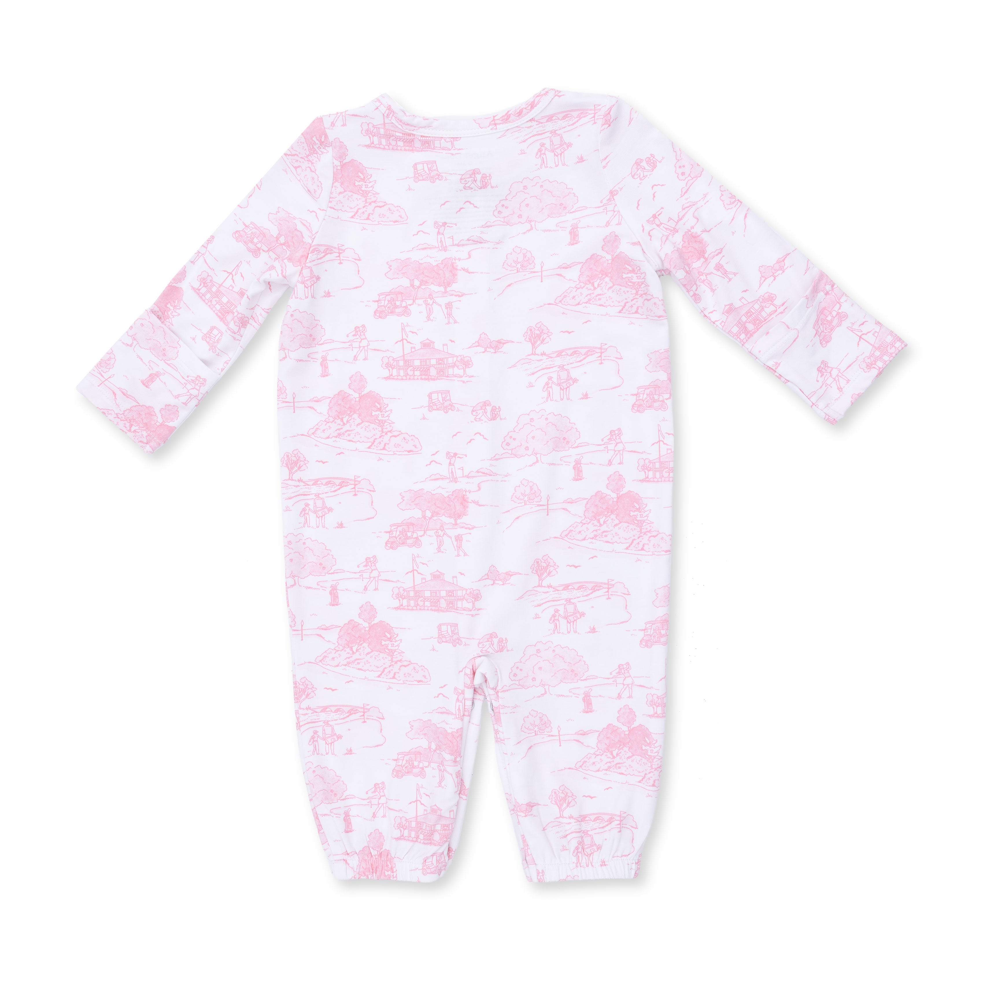 Golf Toile Pink - Convertible Gown and Knot Headband