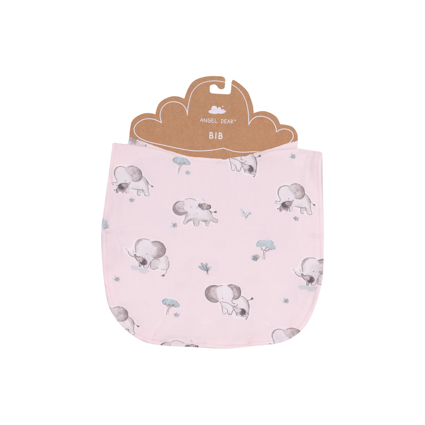 Feeding Bib - Gray Elephants - Pink-Angel Dear