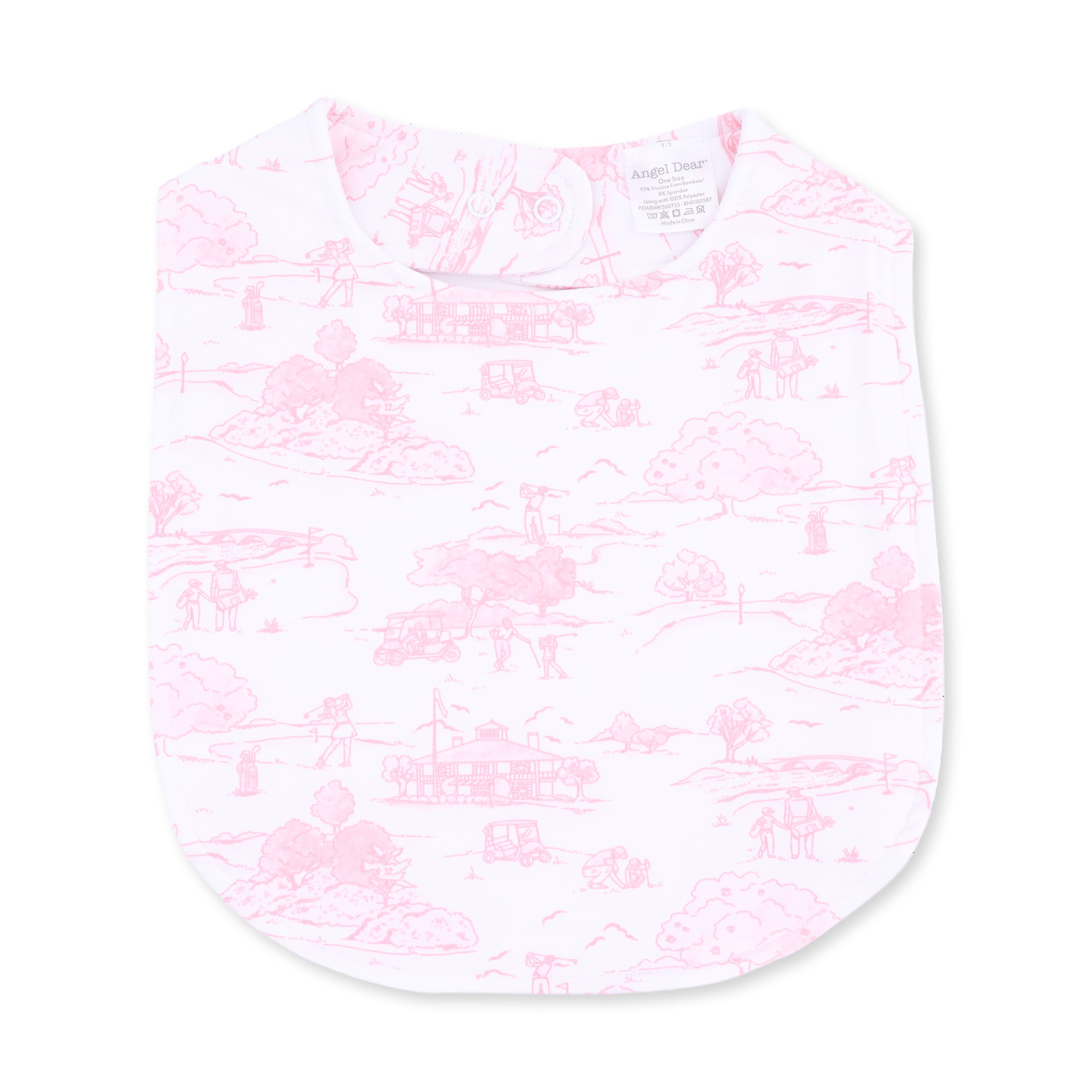 Golf Toile Pink - Feeding Bib