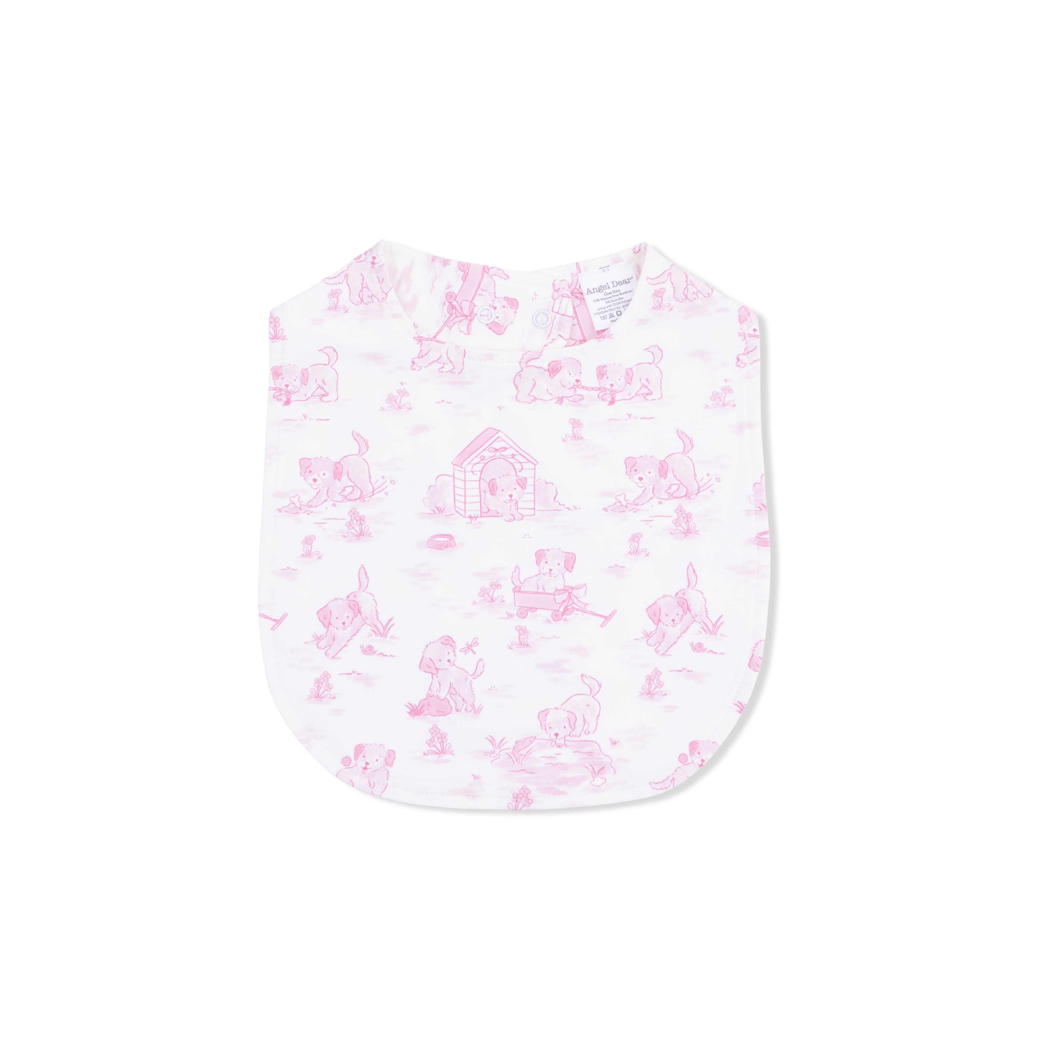 Puppy Toile Pink - Feeding Bib-Angel Dear