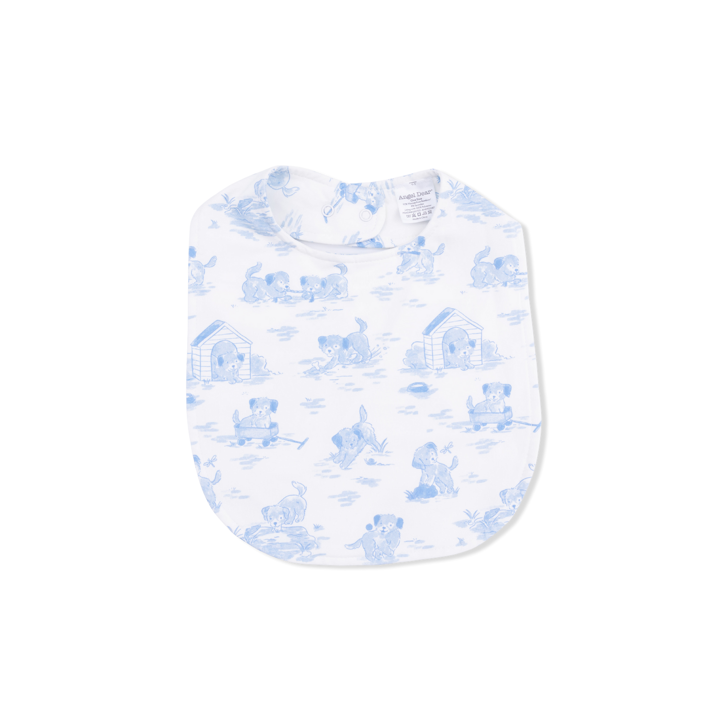 Puppy Toile Blue - Feeding Bib-Angel Dear