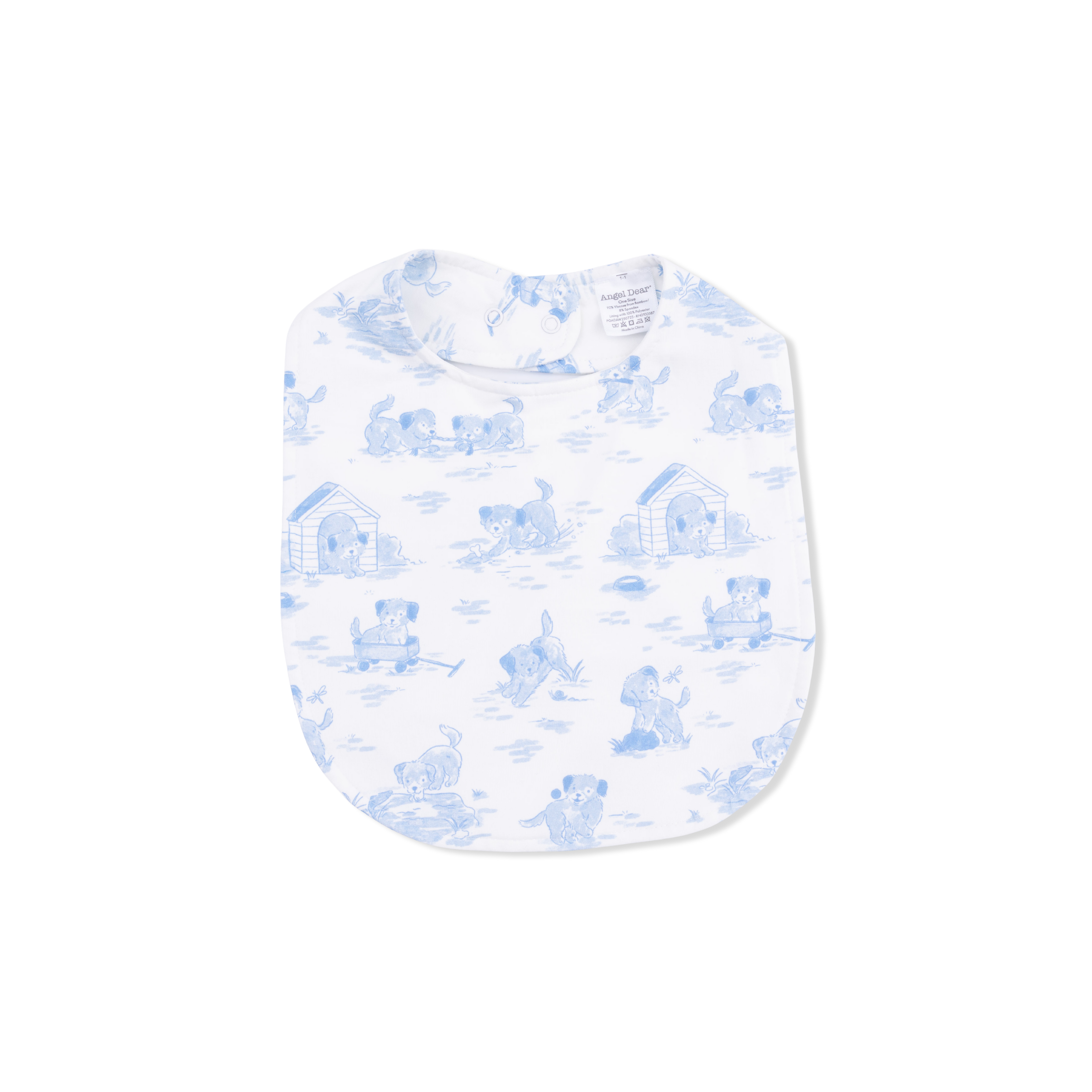 Puppy Toile Blue - Feeding Bib-Angel Dear